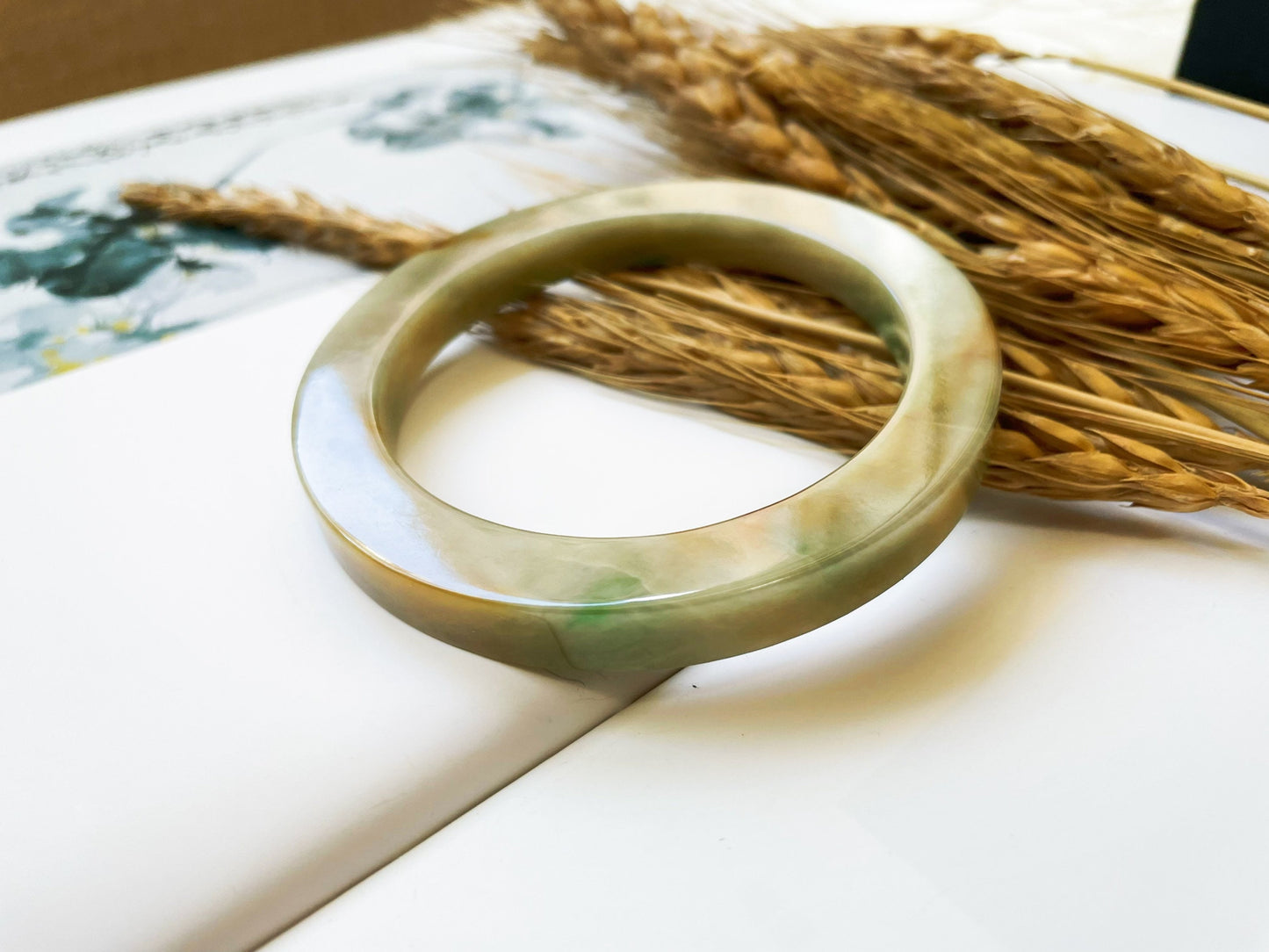 Rare Tri-color Jade Bangle - 60.9 mm