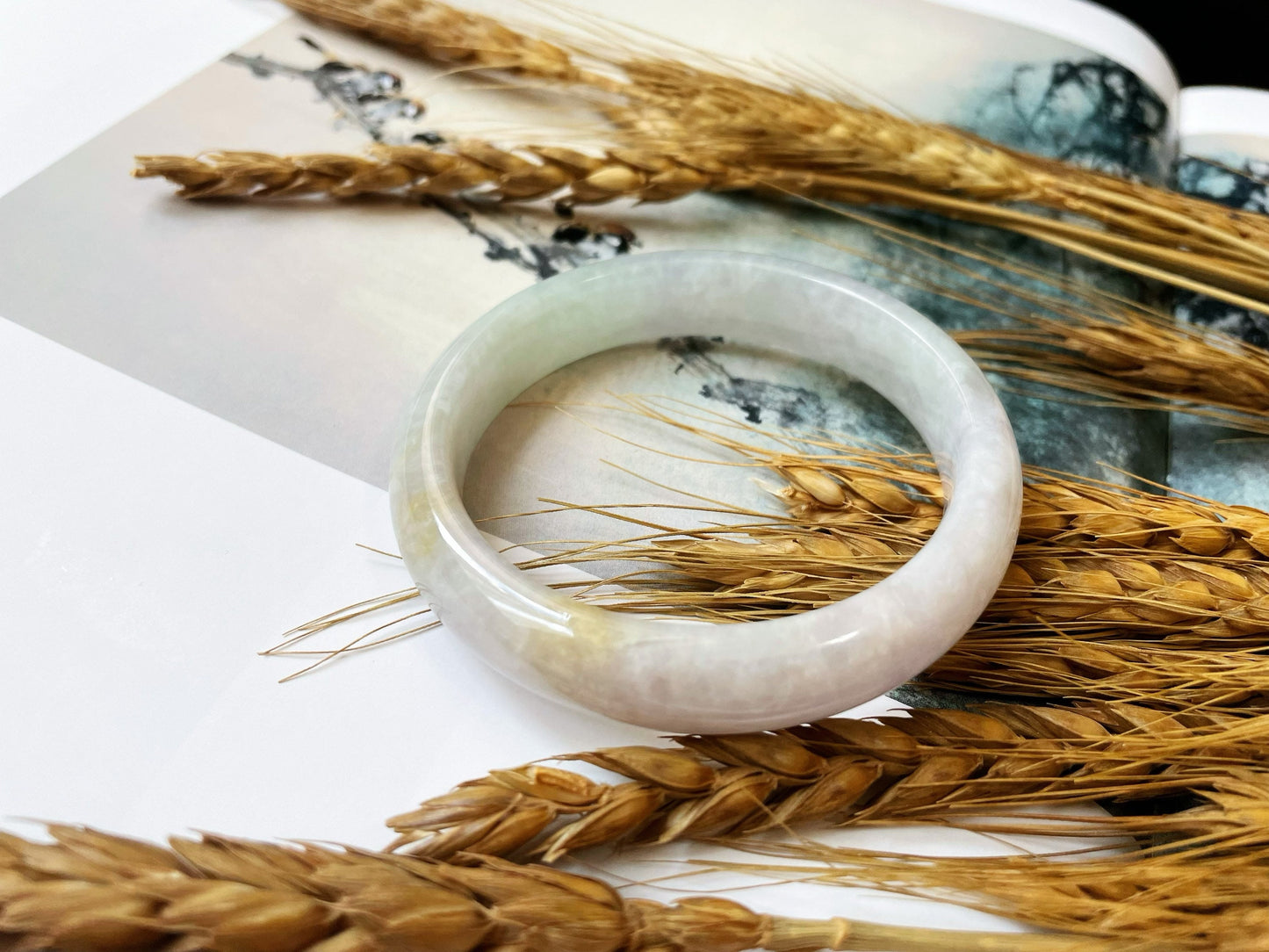 Tri-Color Jade Bangle - 54.9mm