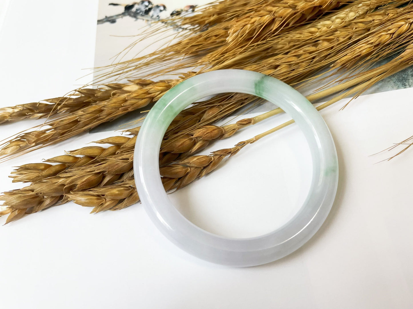 Icy Type Green Jade Bangle - 54 mm