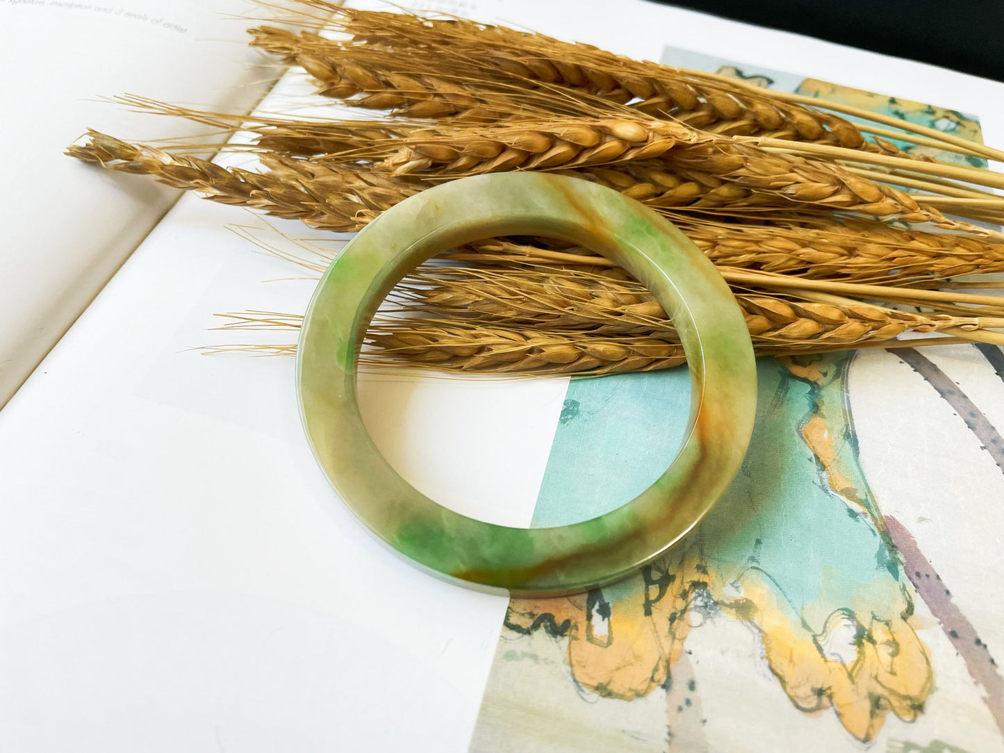 Rare Tri-color Jade Bangle - 60.9 mm