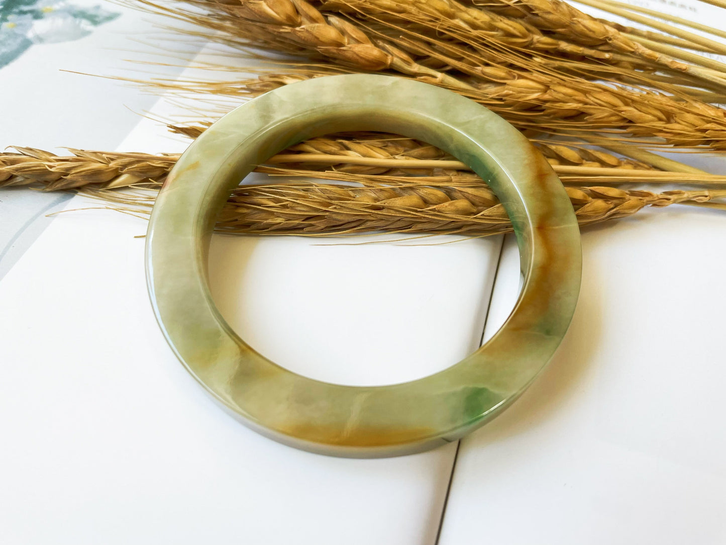 Rare Tri-color Jade Bangle - 60.9 mm