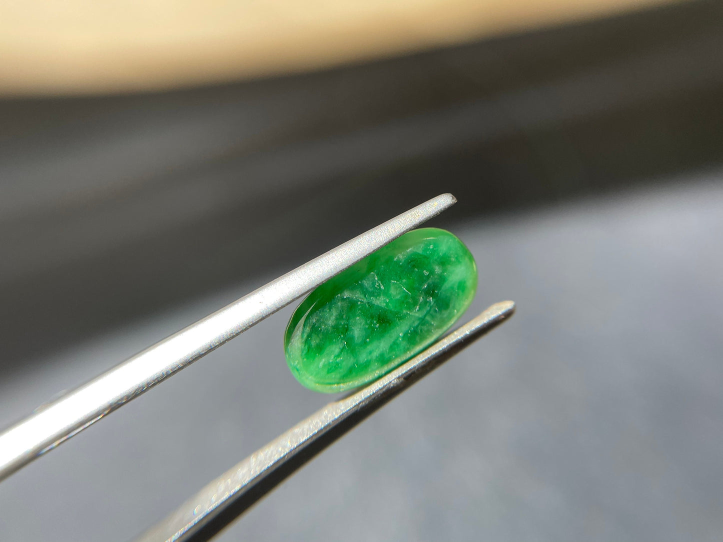 Vivid Green Saddle Cut Jadeite Gemstone