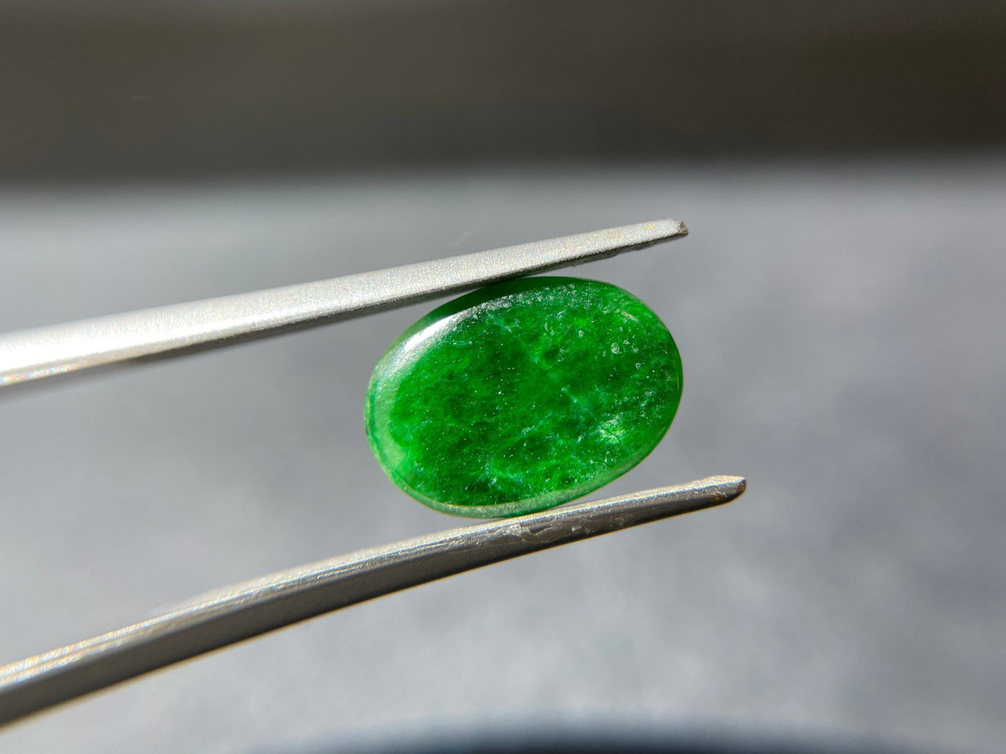 Intense Green Jadeite Cabochon Gemstone