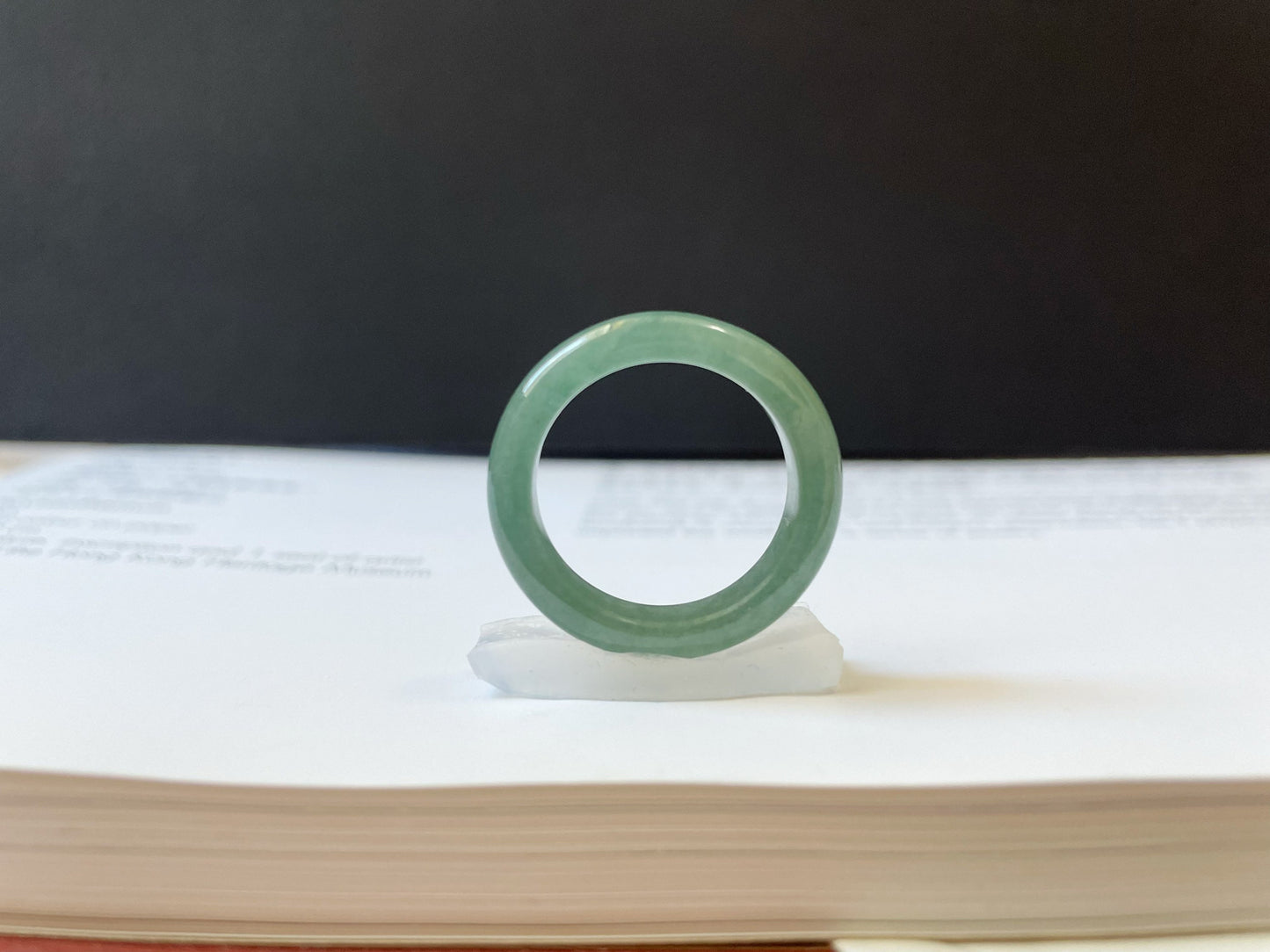 Minimalist Bluish Green Jadeite Jade Ring Band - 18.2 mm