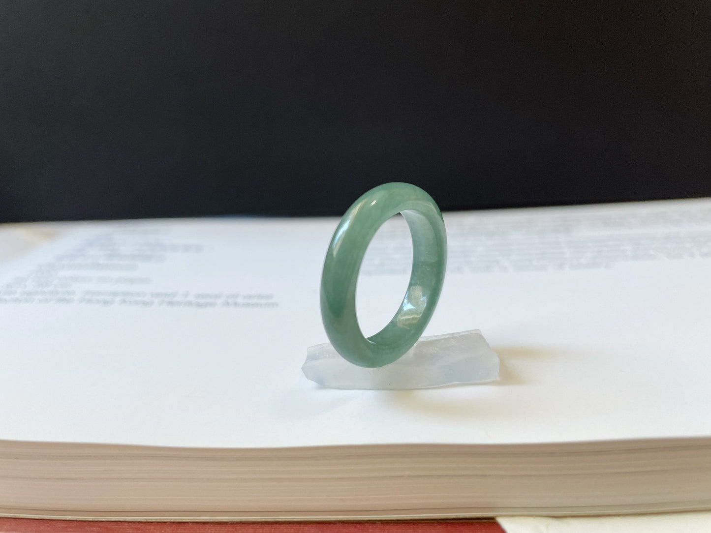 Minimalist Bluish Green Jadeite Jade Ring Band - 18.2 mm