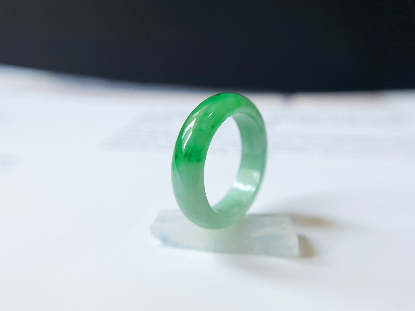 Minimalist Vivid Bright Green Jadeite Jade Ring Band - 18.3 mm