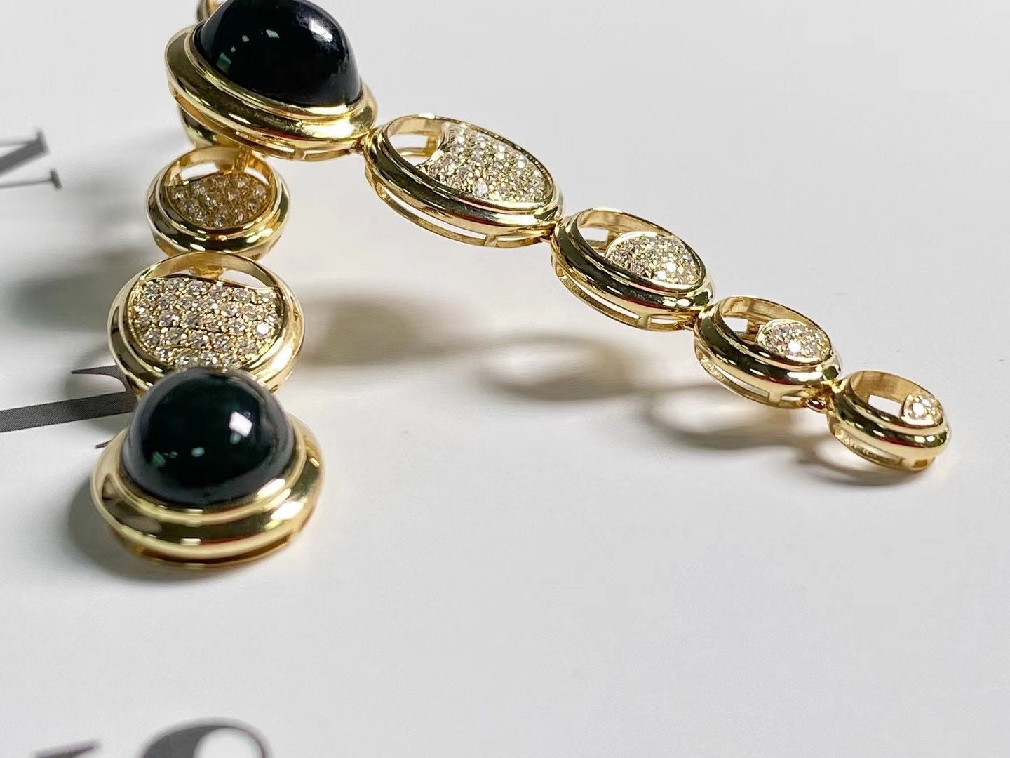 Black Jadeite Earrings in 14K 18K Gold with Moissanites