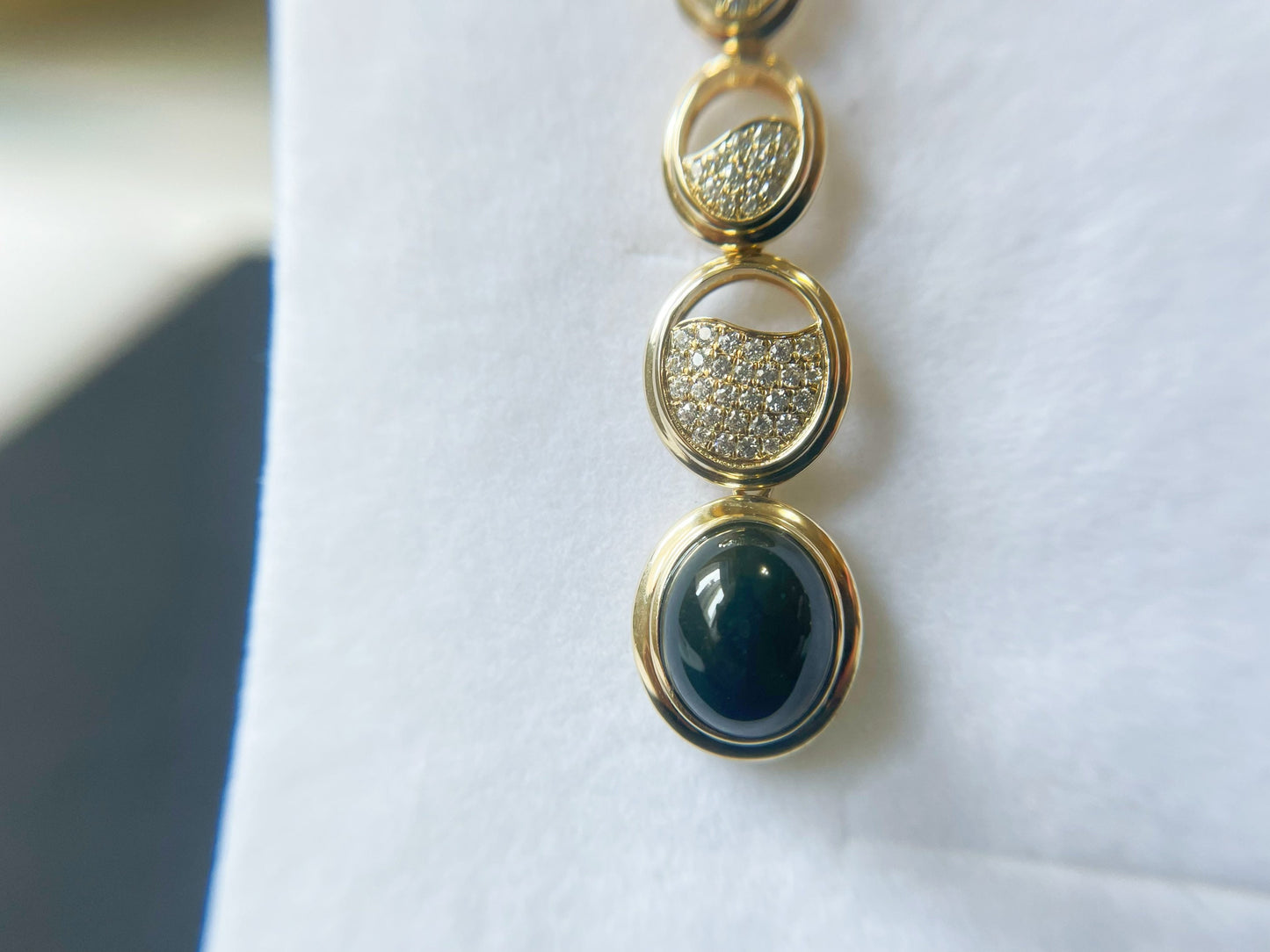Black Jadeite Earrings in 14K 18K Gold with Moissanites