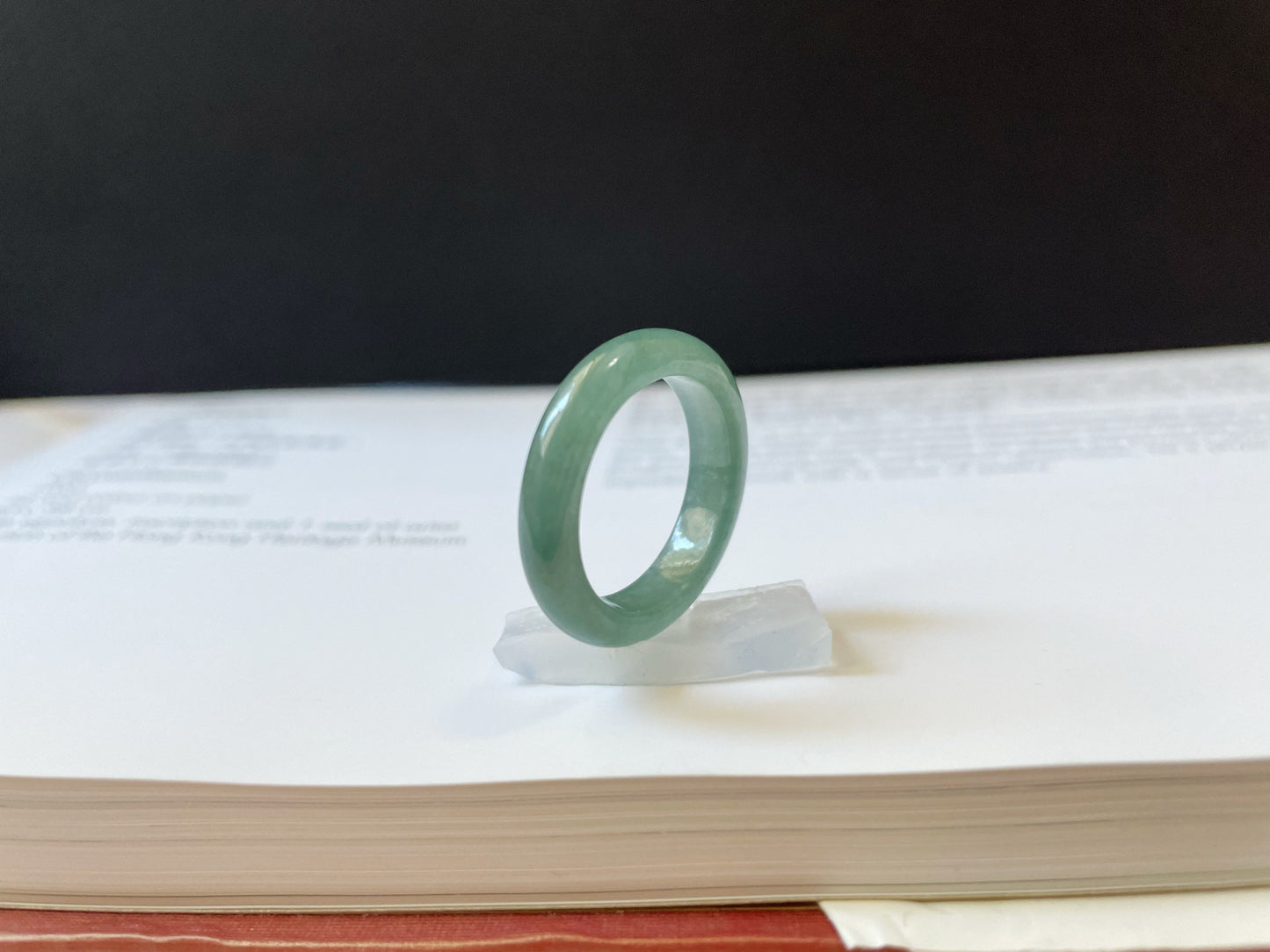 Minimalist Bluish Green Jadeite Jade Ring Band - 18.2 mm