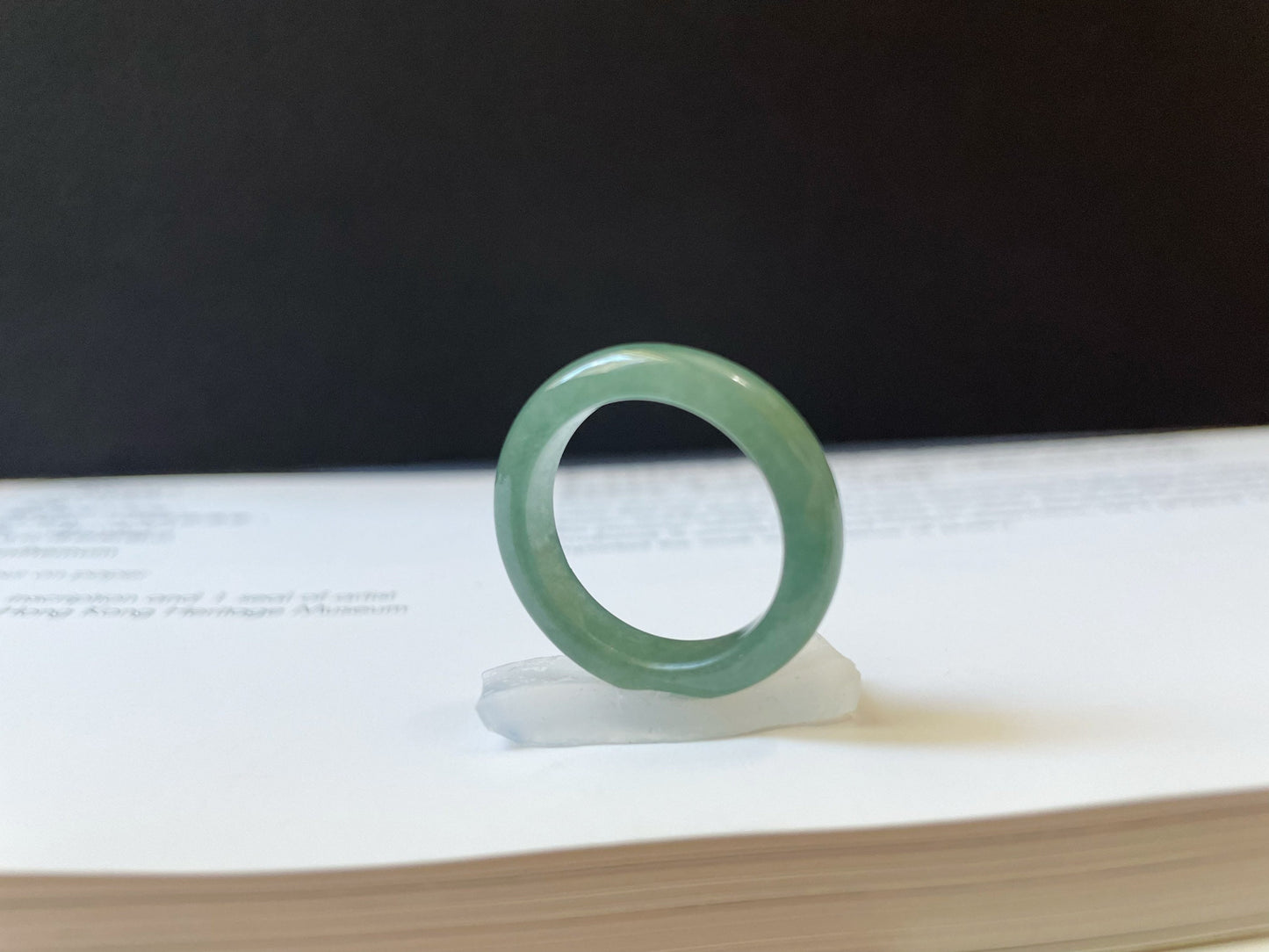 Minimalist Bluish Green Jadeite Jade Ring Band - 18.2 mm