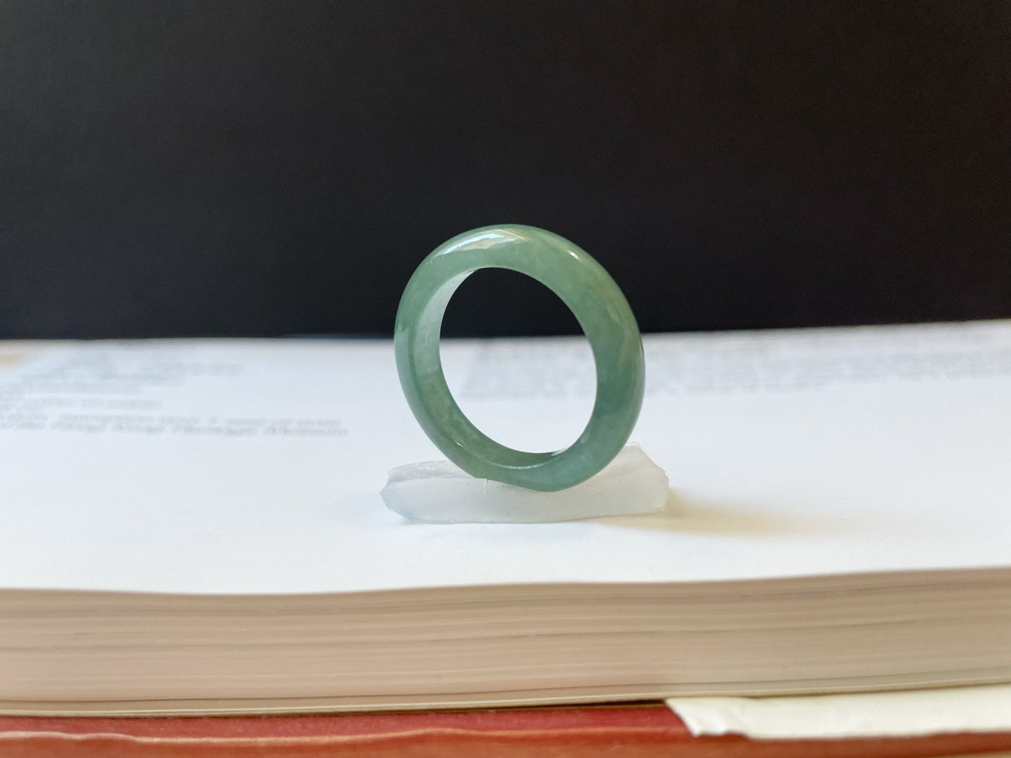 Minimalist Bluish Green Jadeite Jade Ring Band - 18.2 mm