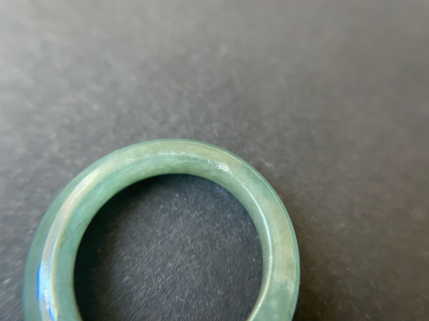 Minimalist Bluish Green Jadeite Jade Ring Band - 18.2 mm