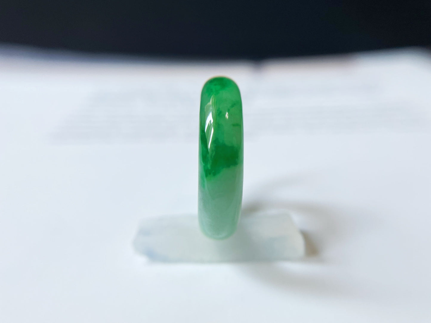 Minimalist Vivid Bright Green Jadeite Jade Ring Band - 18.3 mm