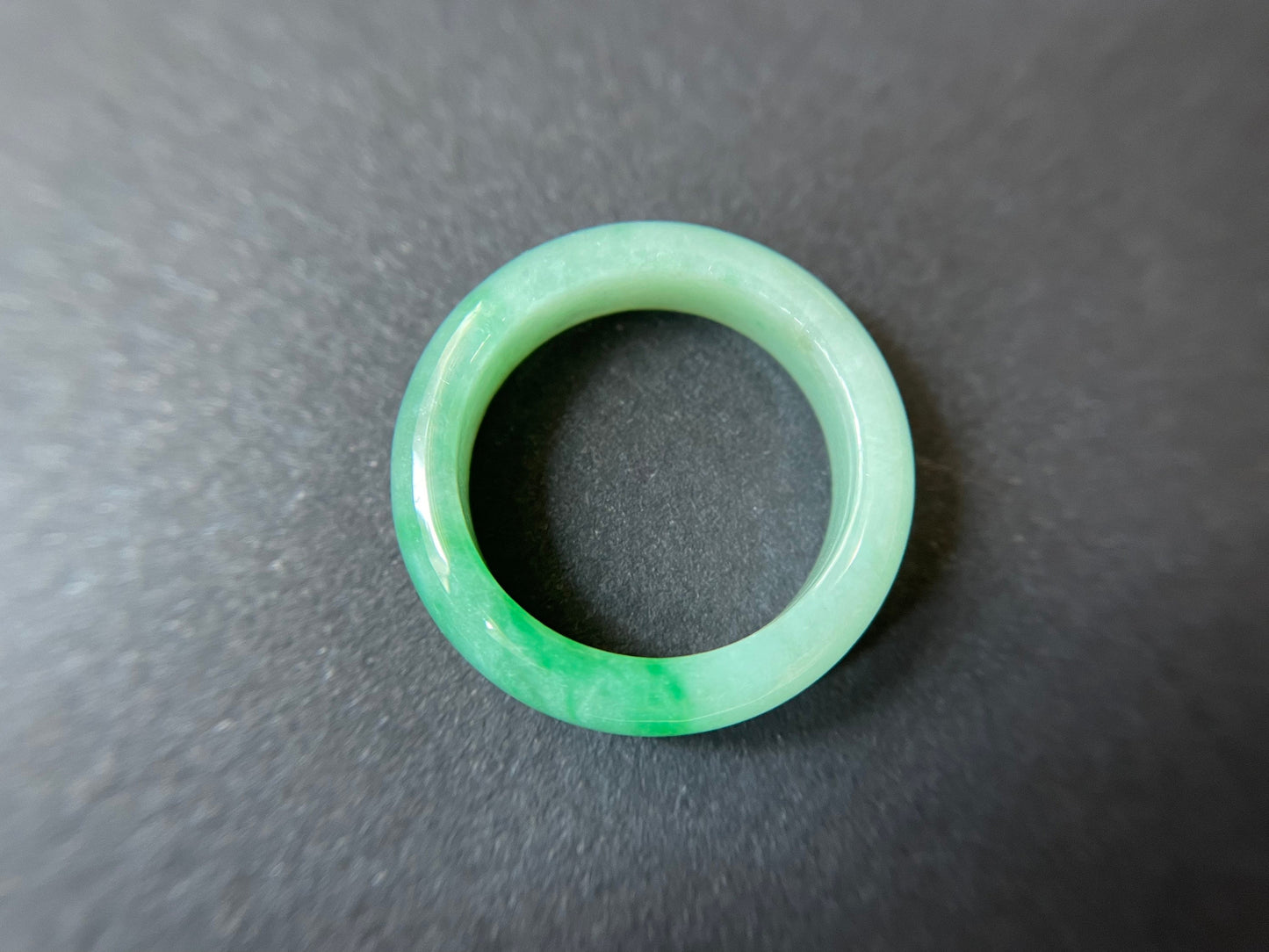 Minimalist Vivid Bright Green Jadeite Jade Ring Band - 18.3 mm