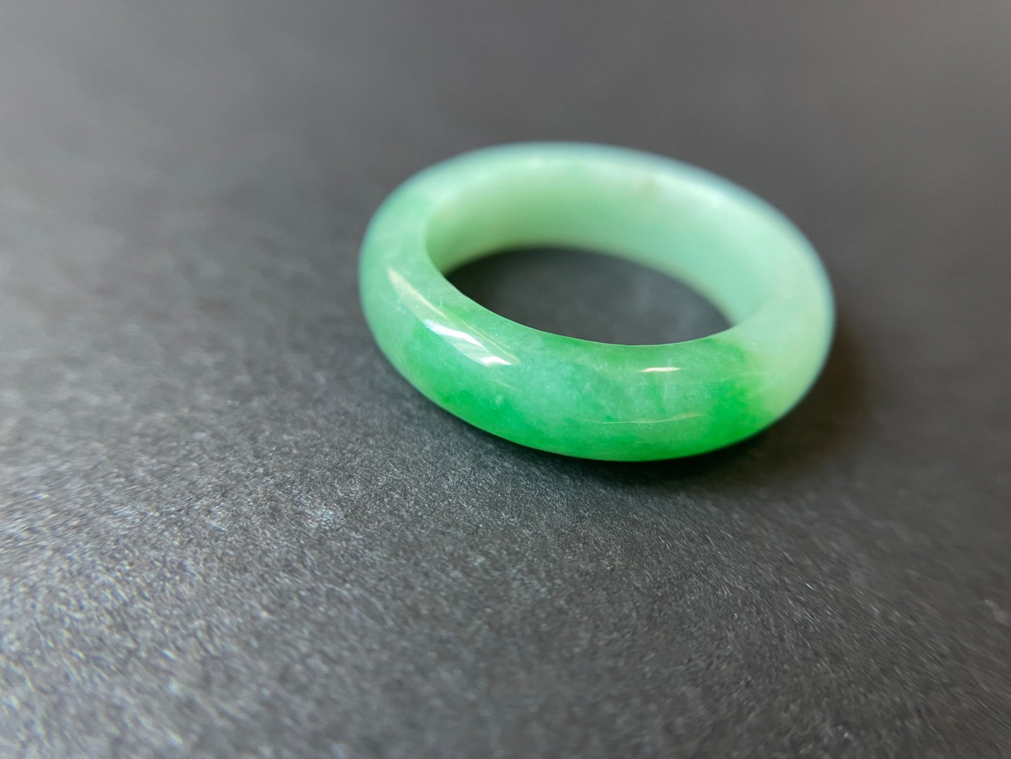 Minimalist Vivid Bright Green Jadeite Jade Ring Band - 18.3 mm