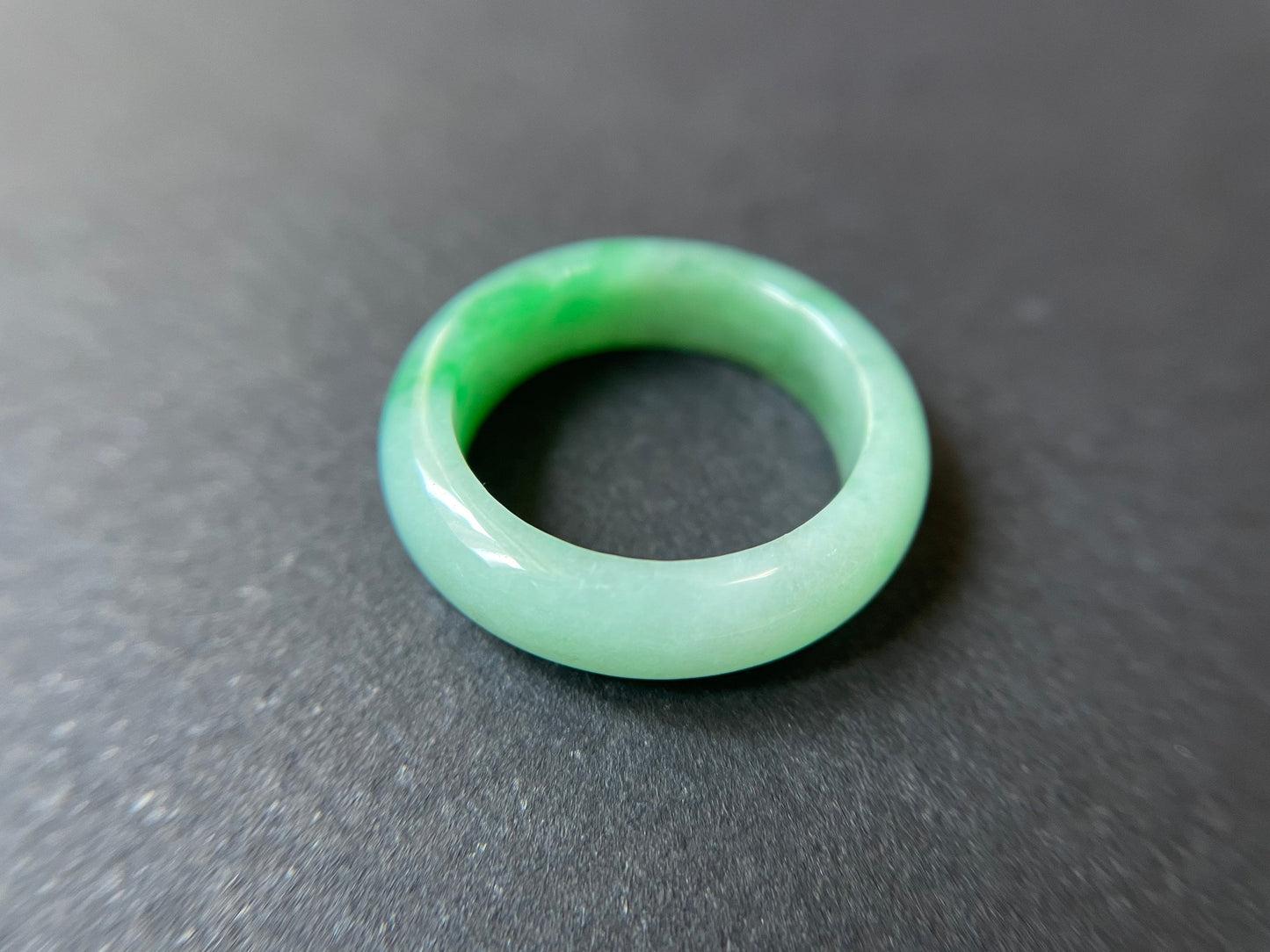 Minimalist Vivid Bright Green Jadeite Jade Ring Band - 18.3 mm