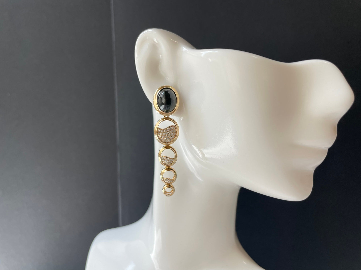 Black Jadeite Earrings in 14K 18K Gold with Moissanites