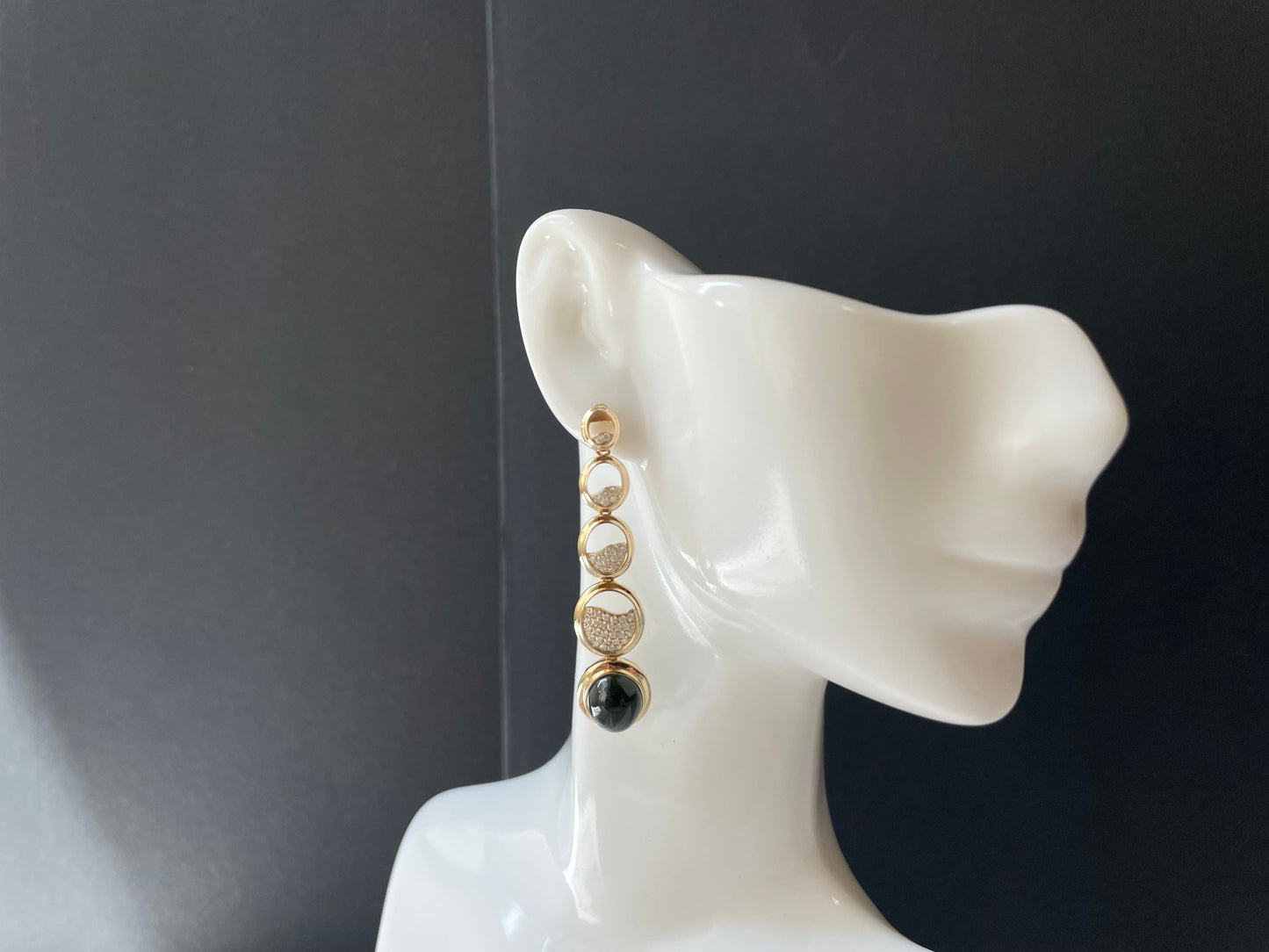 Black Jadeite Earrings in 14K 18K Gold with Moissanites