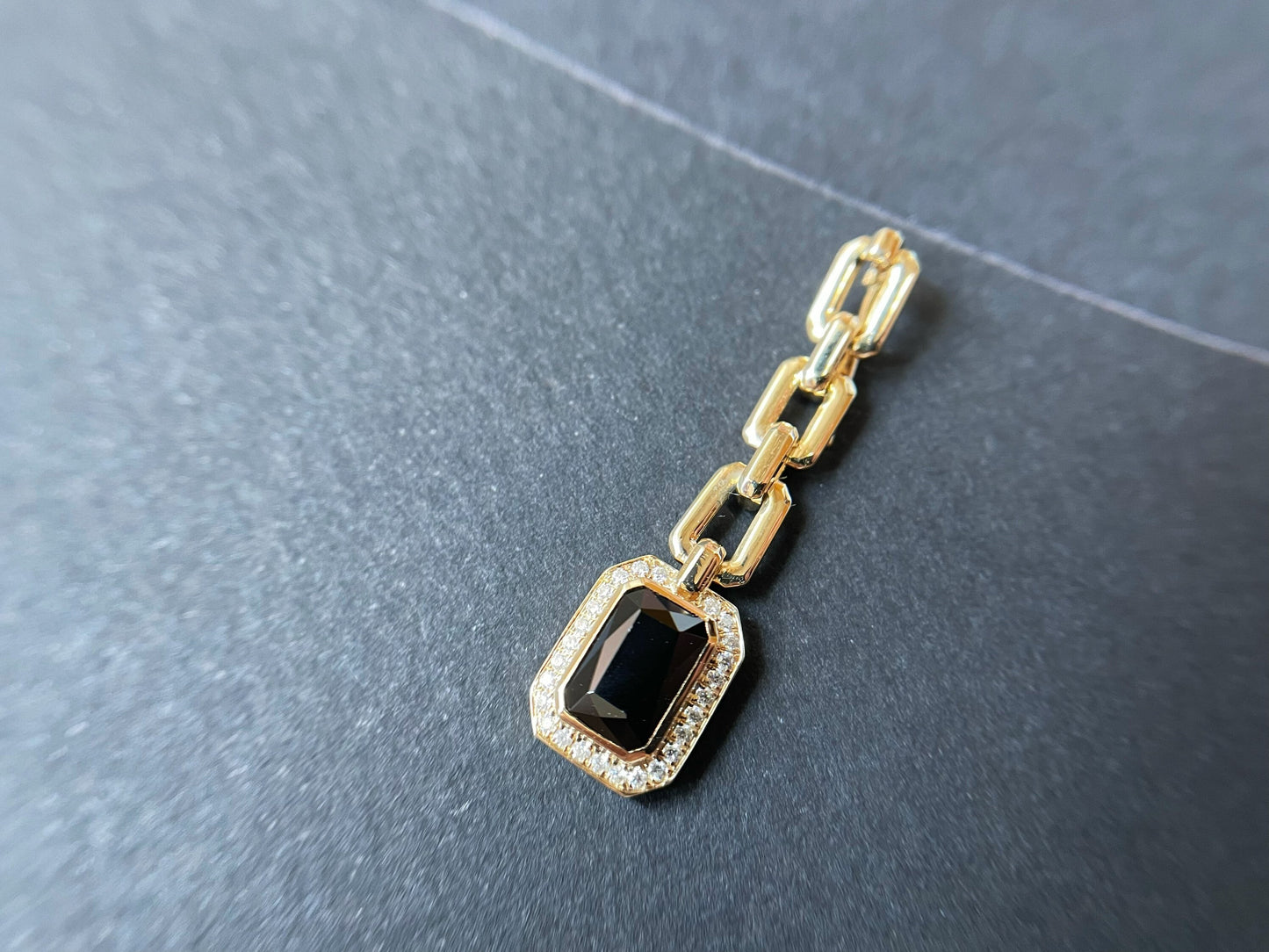 Black Spinel and Jade Chain Earrings in Gold 14K 18K