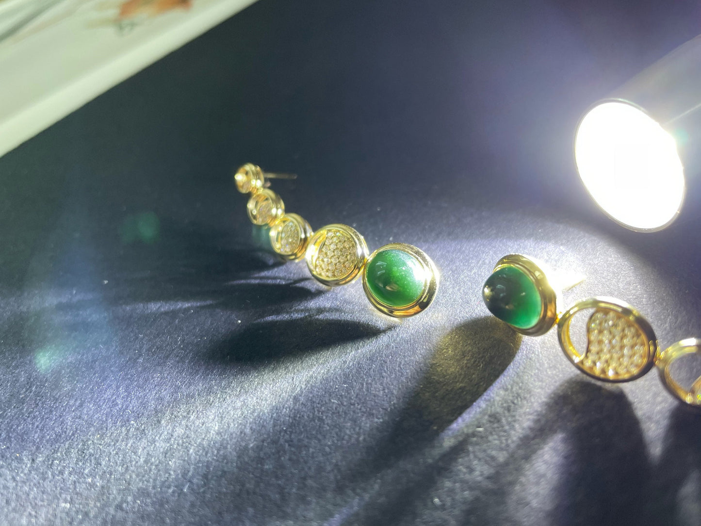 Black Jadeite Earrings in 14K 18K Gold with Moissanites