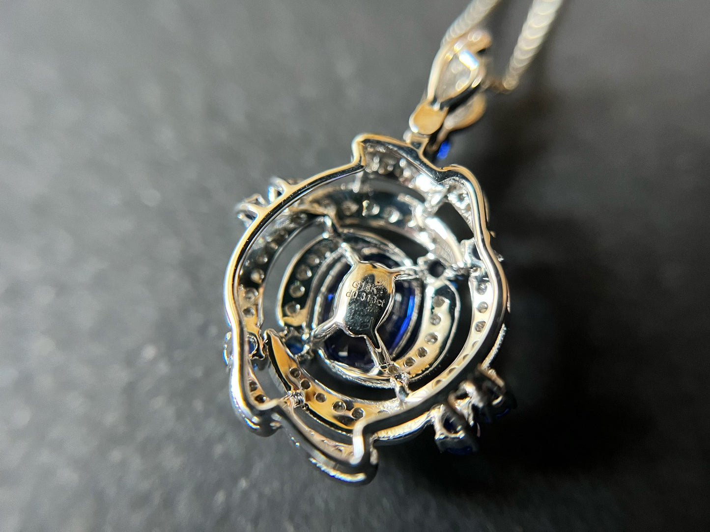 Certified Colour Changing Sapphire Pendant - 18K White Gold with Diamond Accents