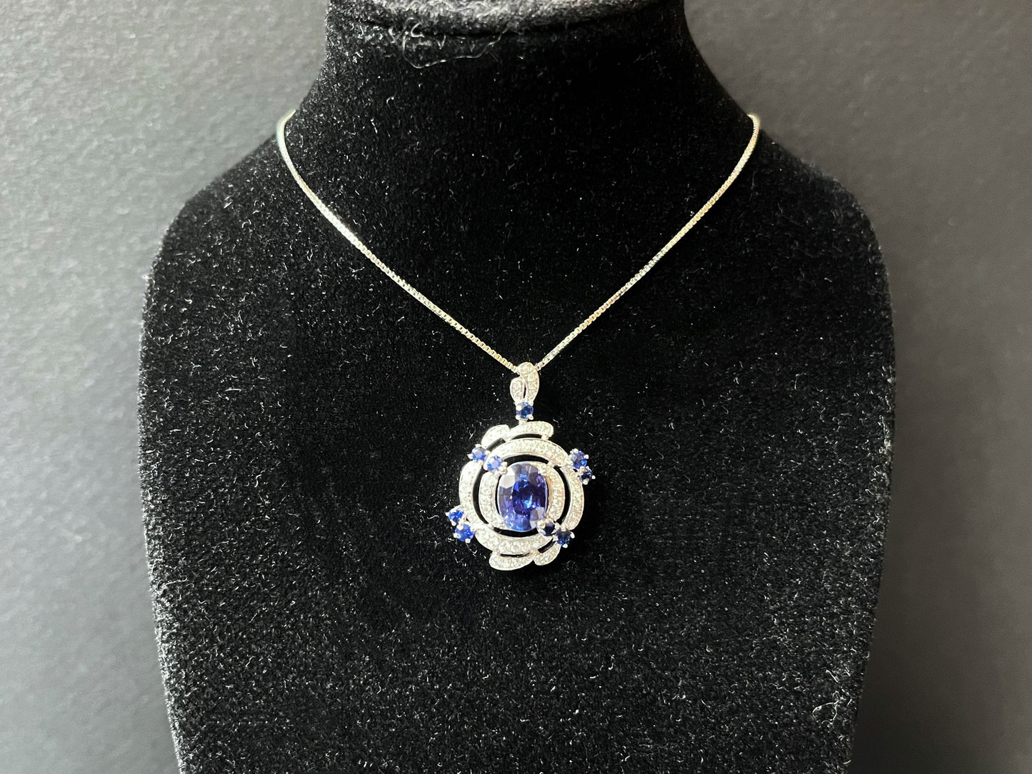 Certified Colour Changing Sapphire Pendant - 18K White Gold with Diamond Accents