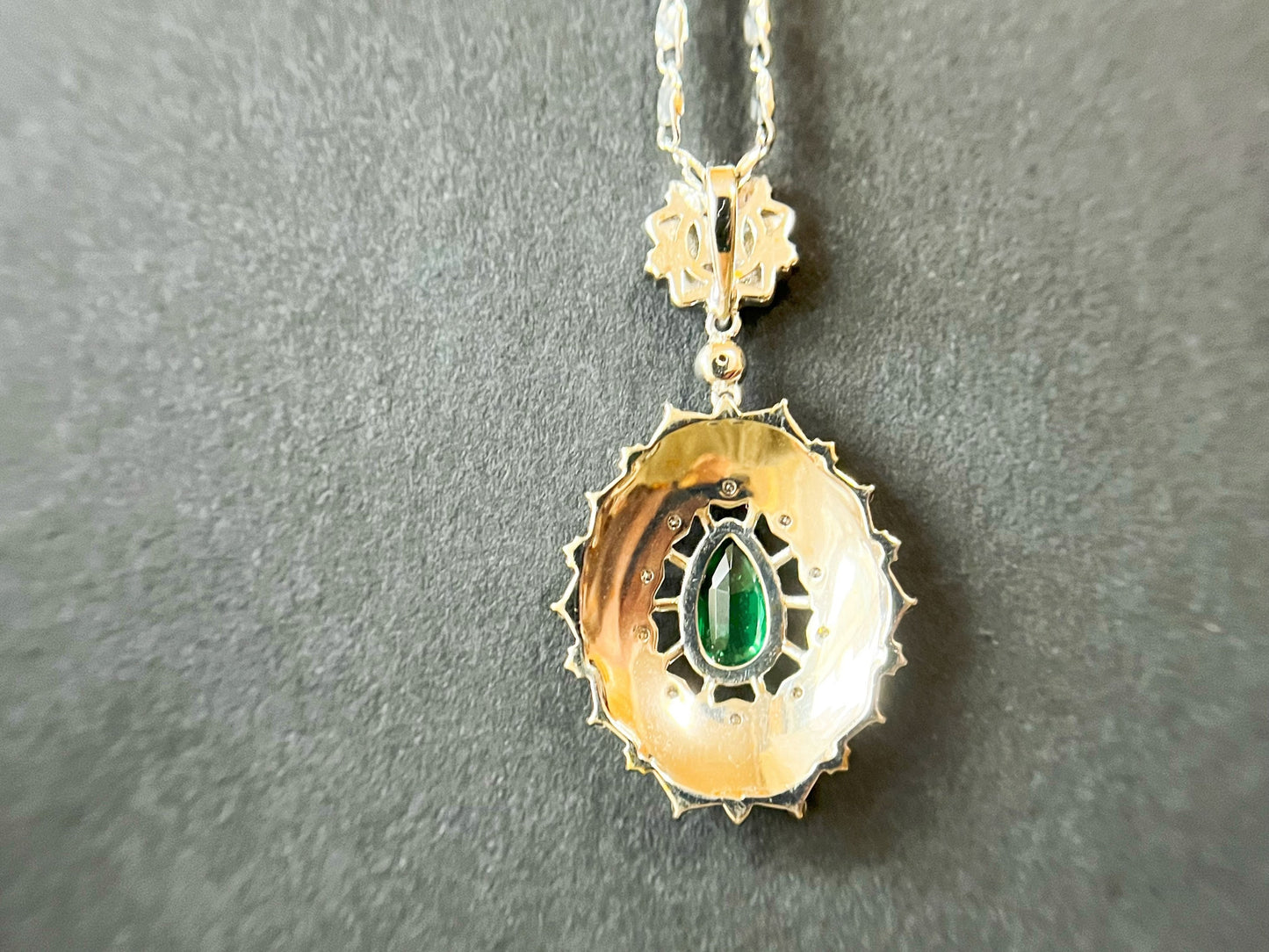 18K Gold Zambia Emerald Pendant with Diamonds