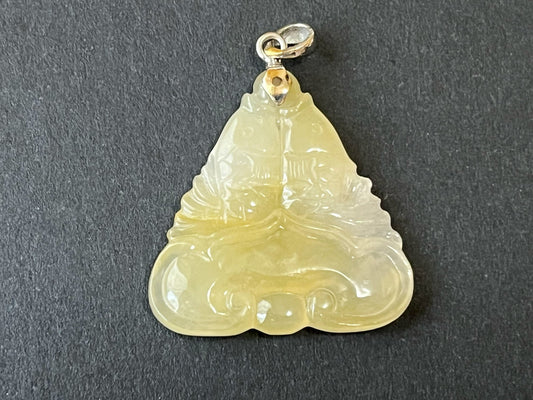 Pendentif poisson poissons jadéite jaune de type glacé