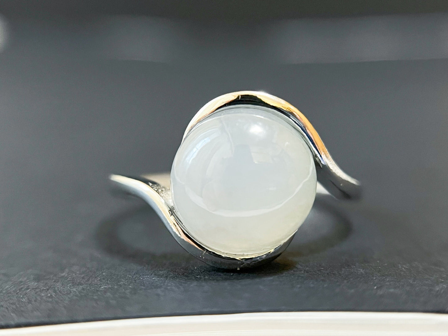 Icy Jadeite Ring - Classic Silver Band