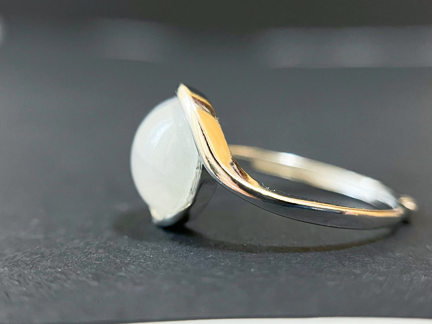 Icy Jadeite Ring - Classic Silver Band