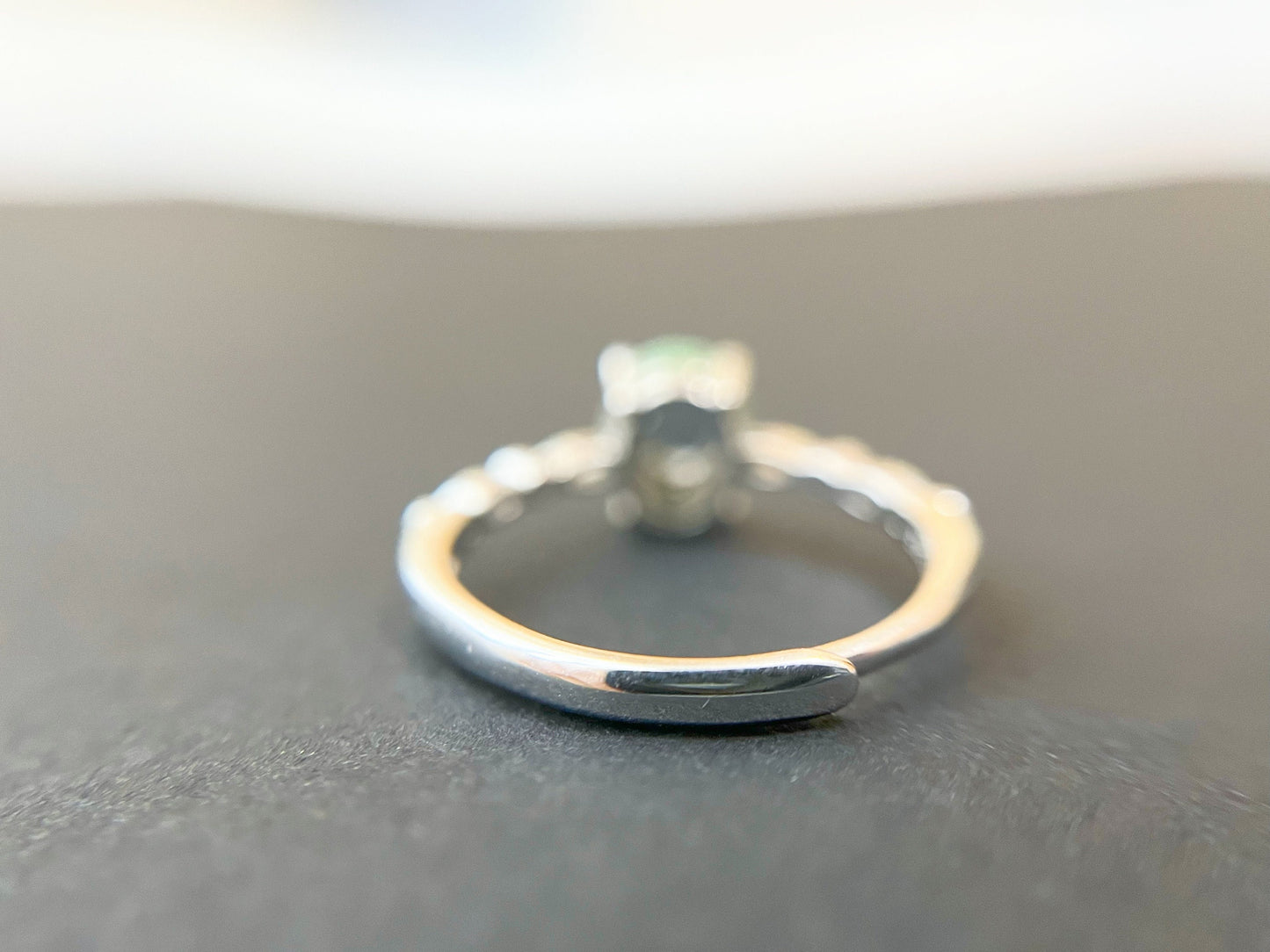 Green Jade Ring - with Silver and Zircon