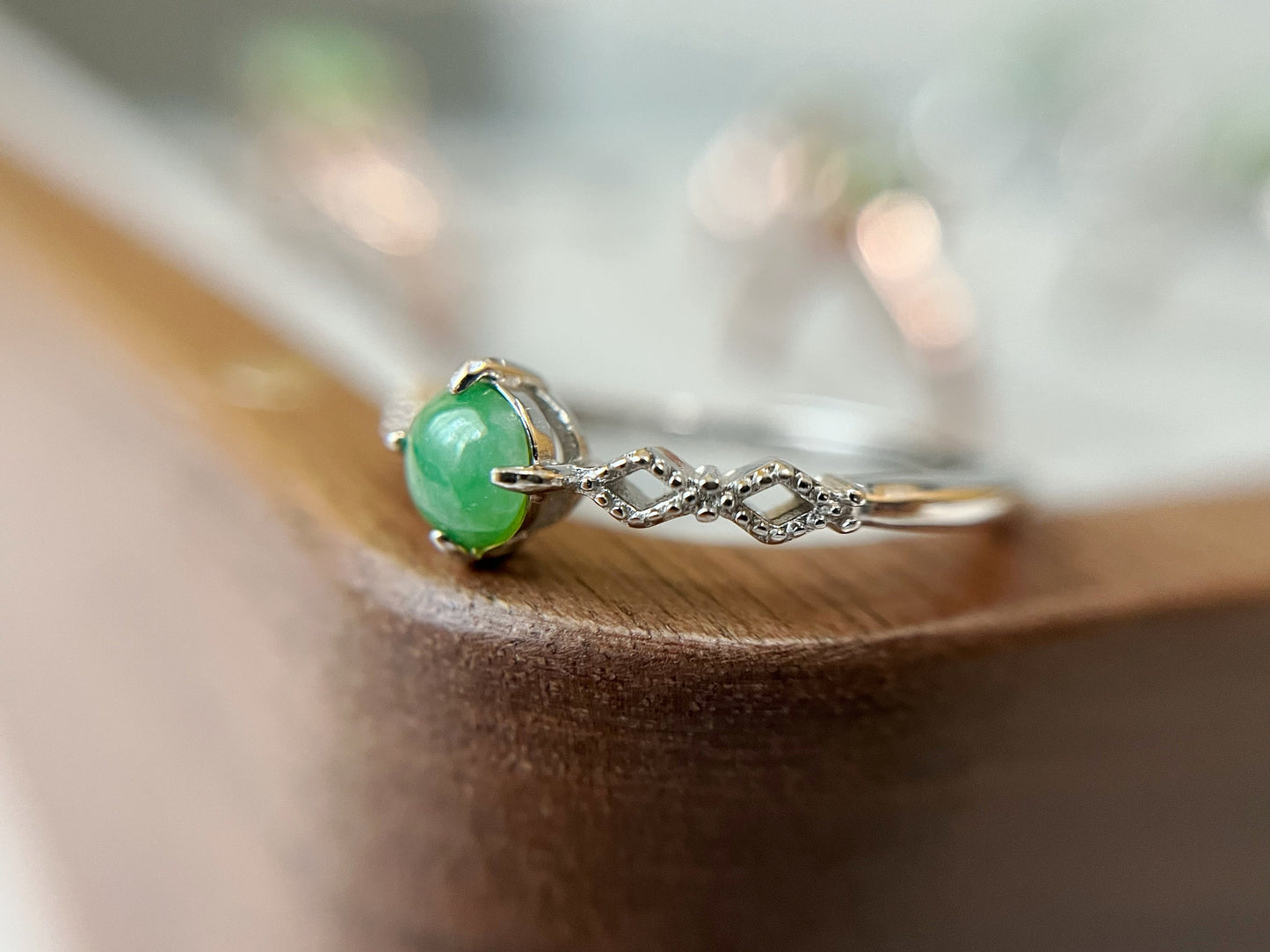Green Jade Silver Ring