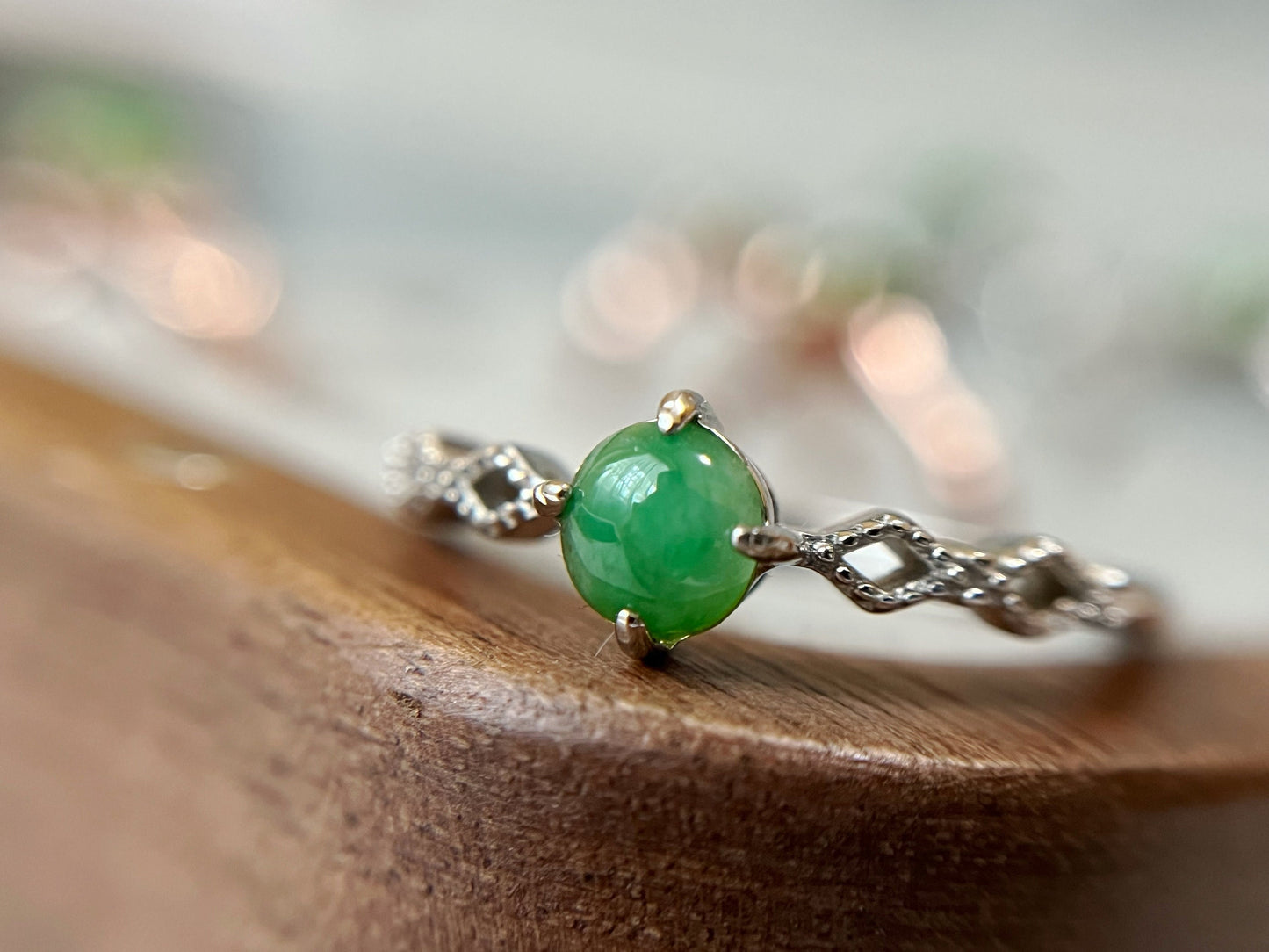 Green Jade Silver Ring