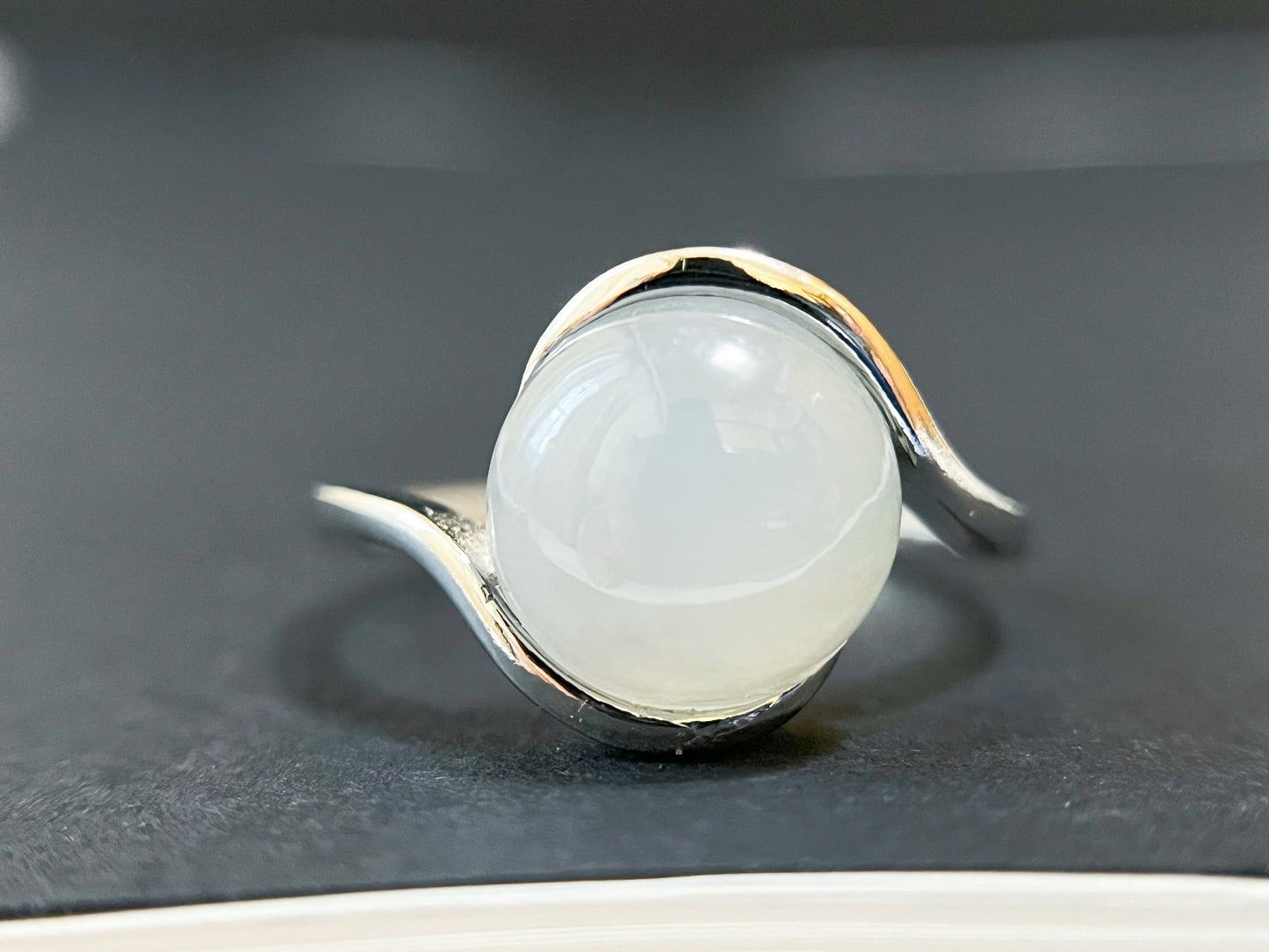 Icy Jadeite Ring - Classic Silver Band