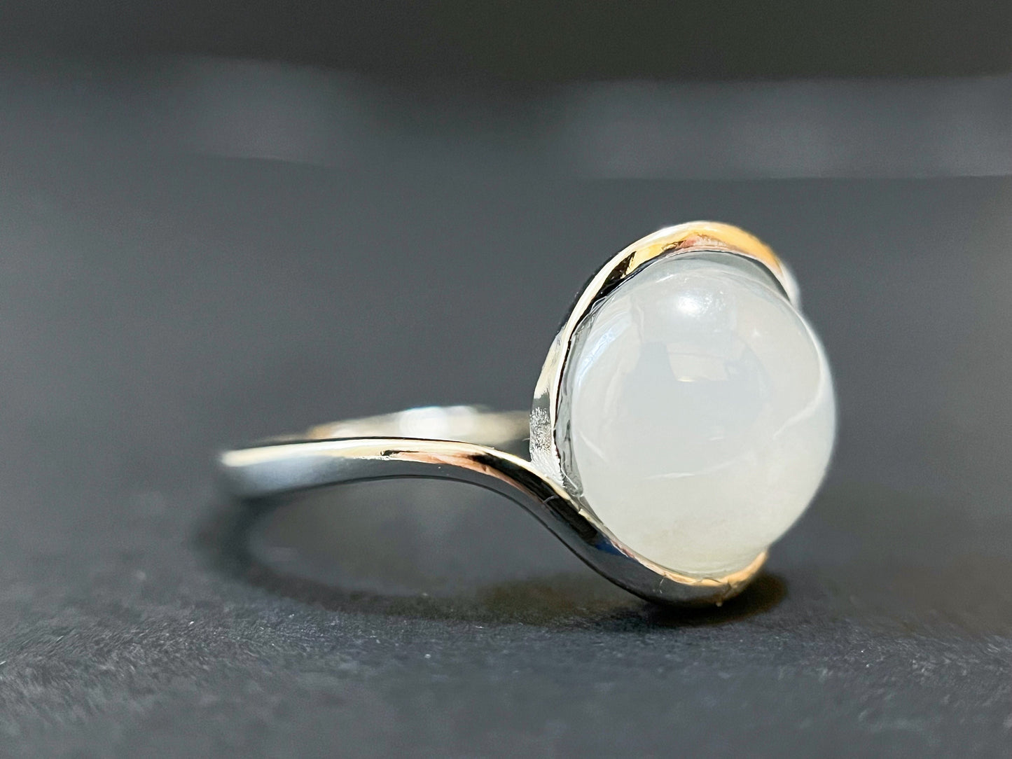 Icy Jadeite Ring - Classic Silver Band