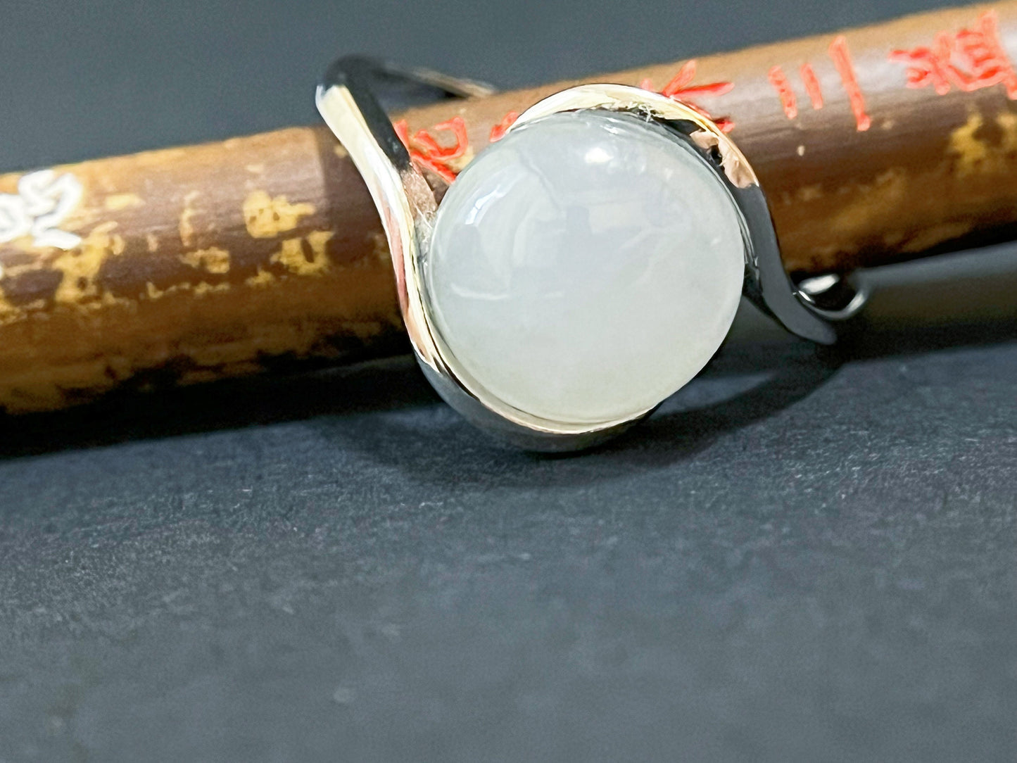 Icy Jadeite Ring - Classic Silver Band