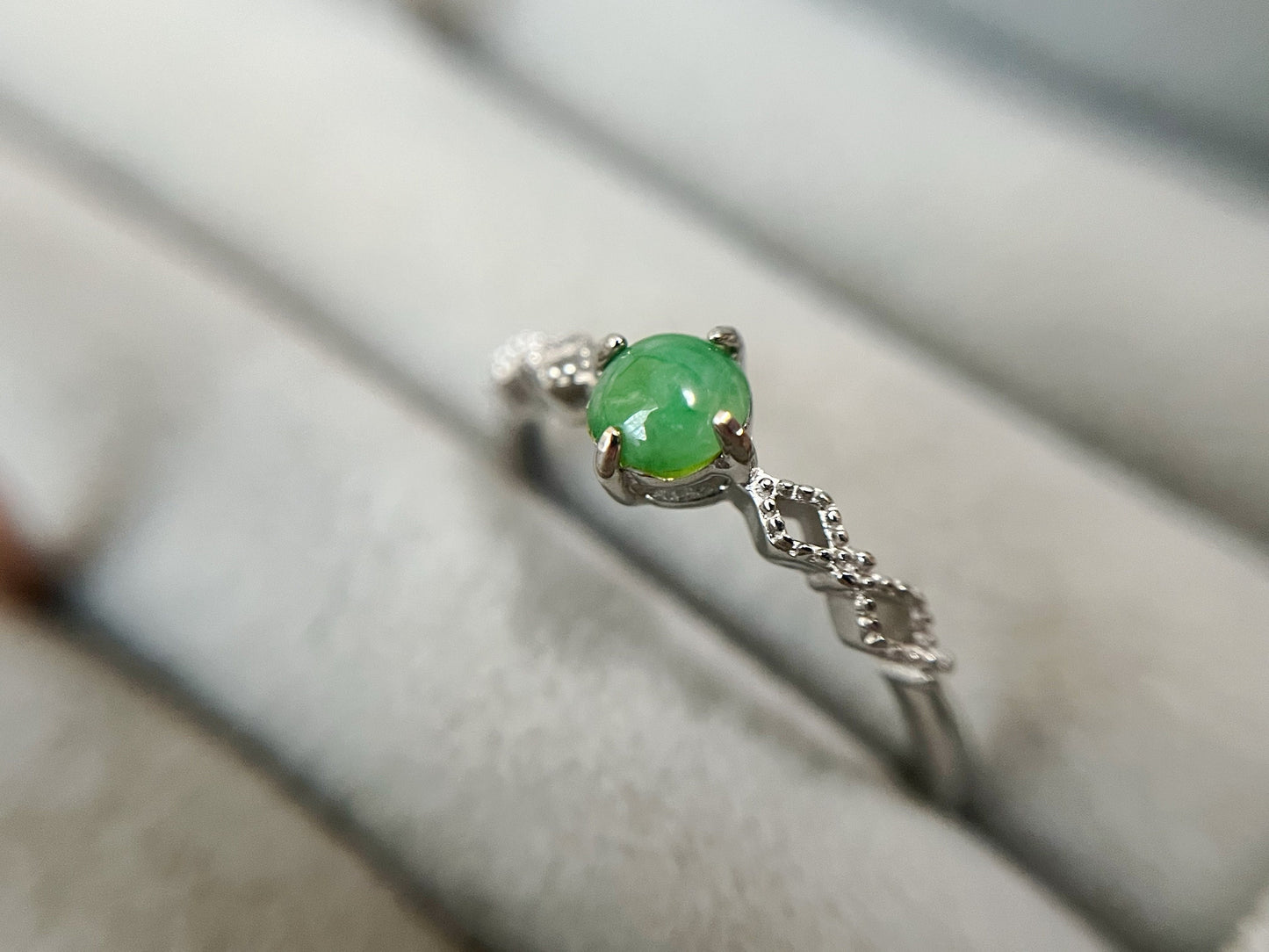 Green Jade Silver Ring