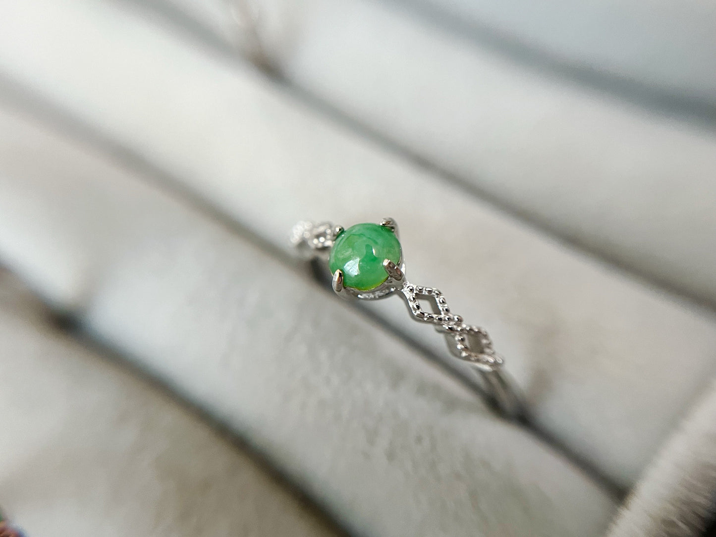 Green Jade Silver Ring