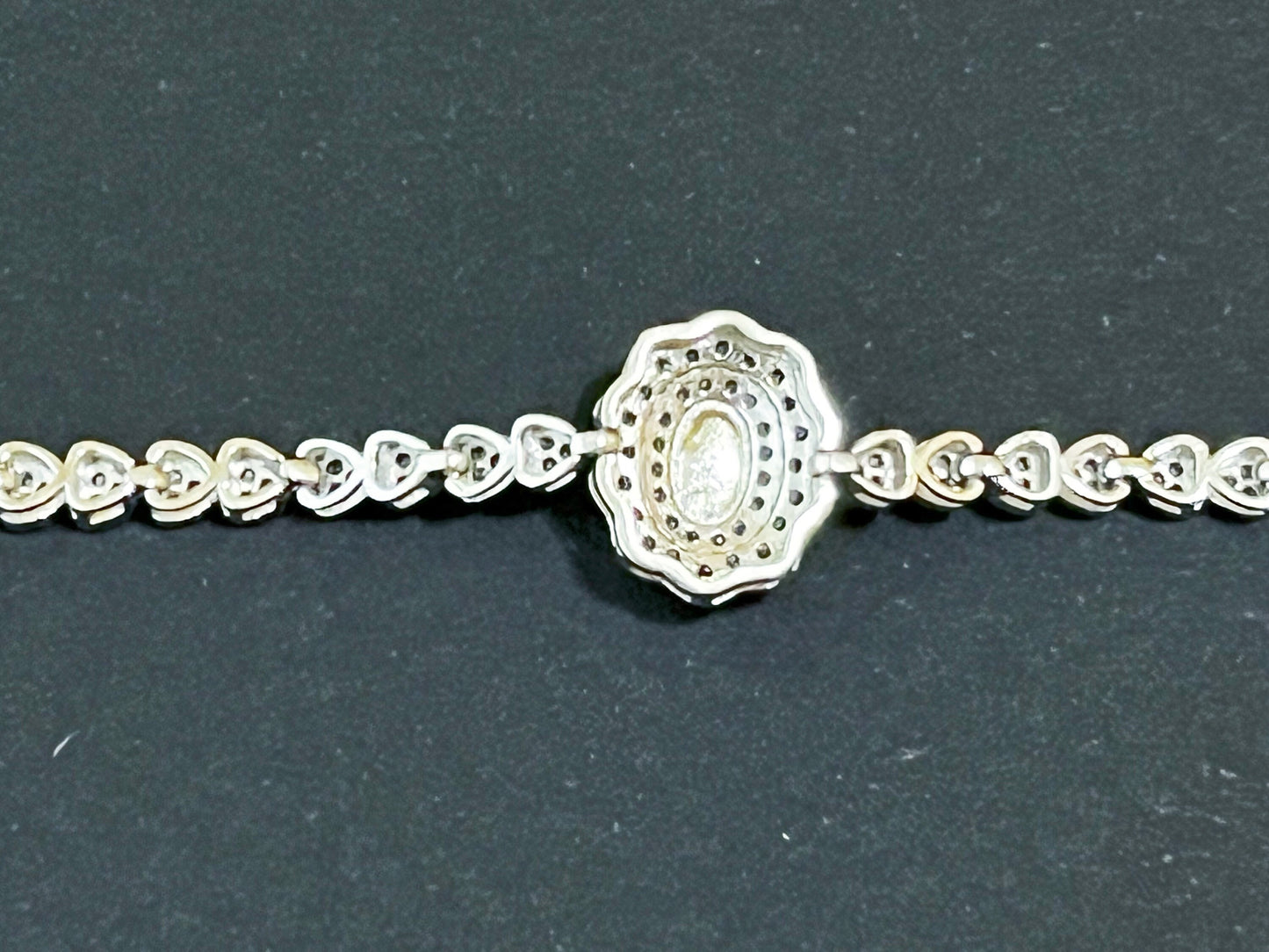 Green Jadeite Sterling Silver Bracelet with Zircons