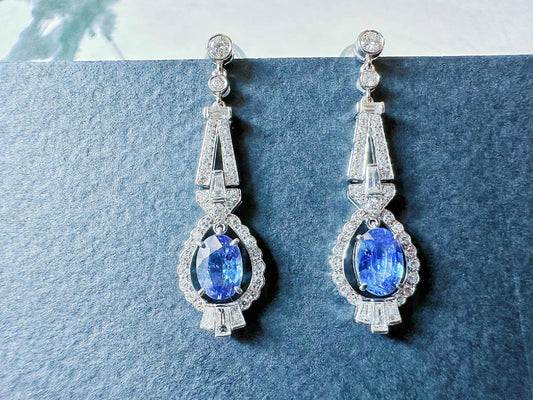 Blue Sapphires Dangle Earrings