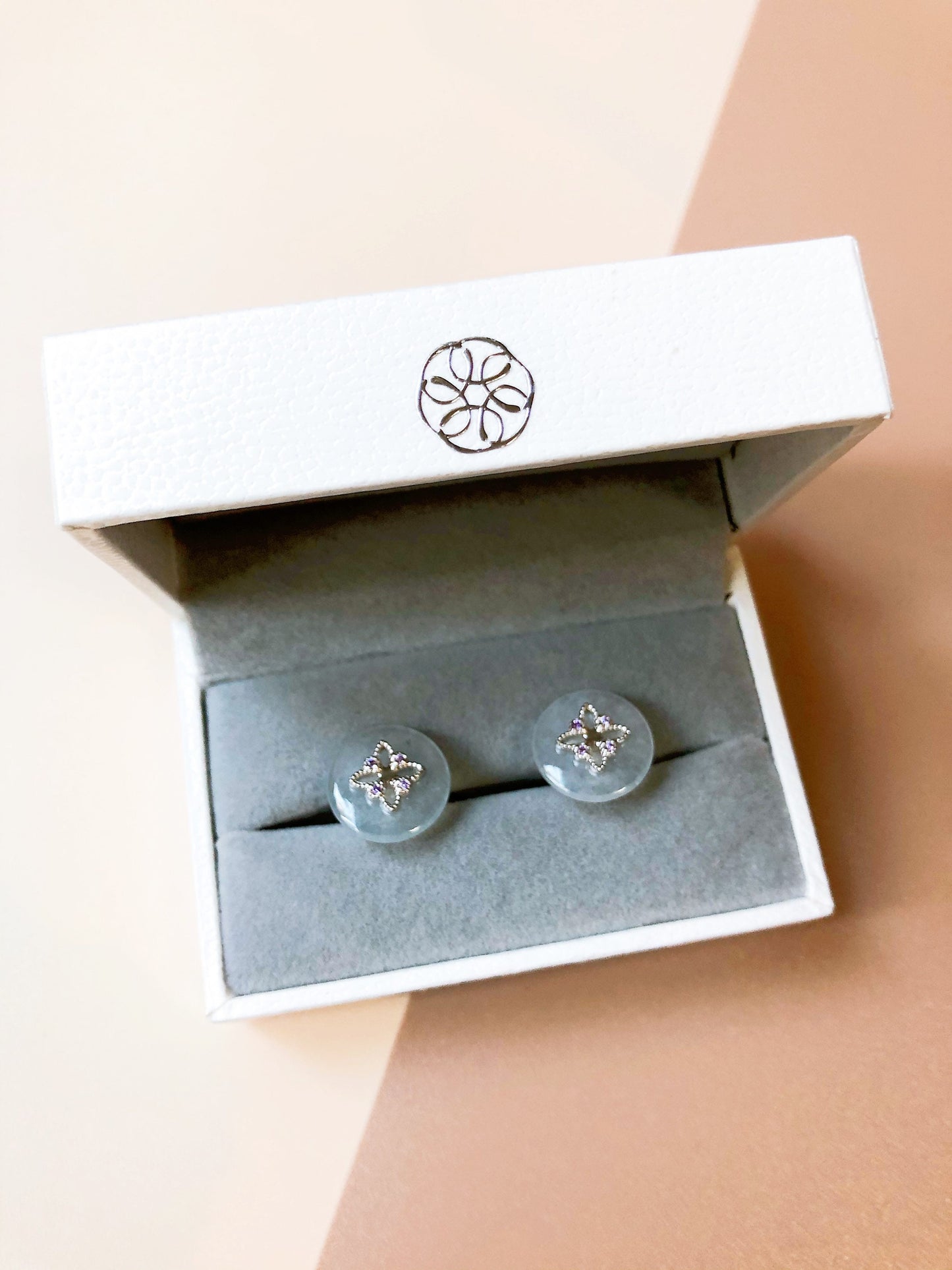 Icy Jadeite Cufflinks, Sterling Silver, Purple Zircon, Modern Executive Accessory