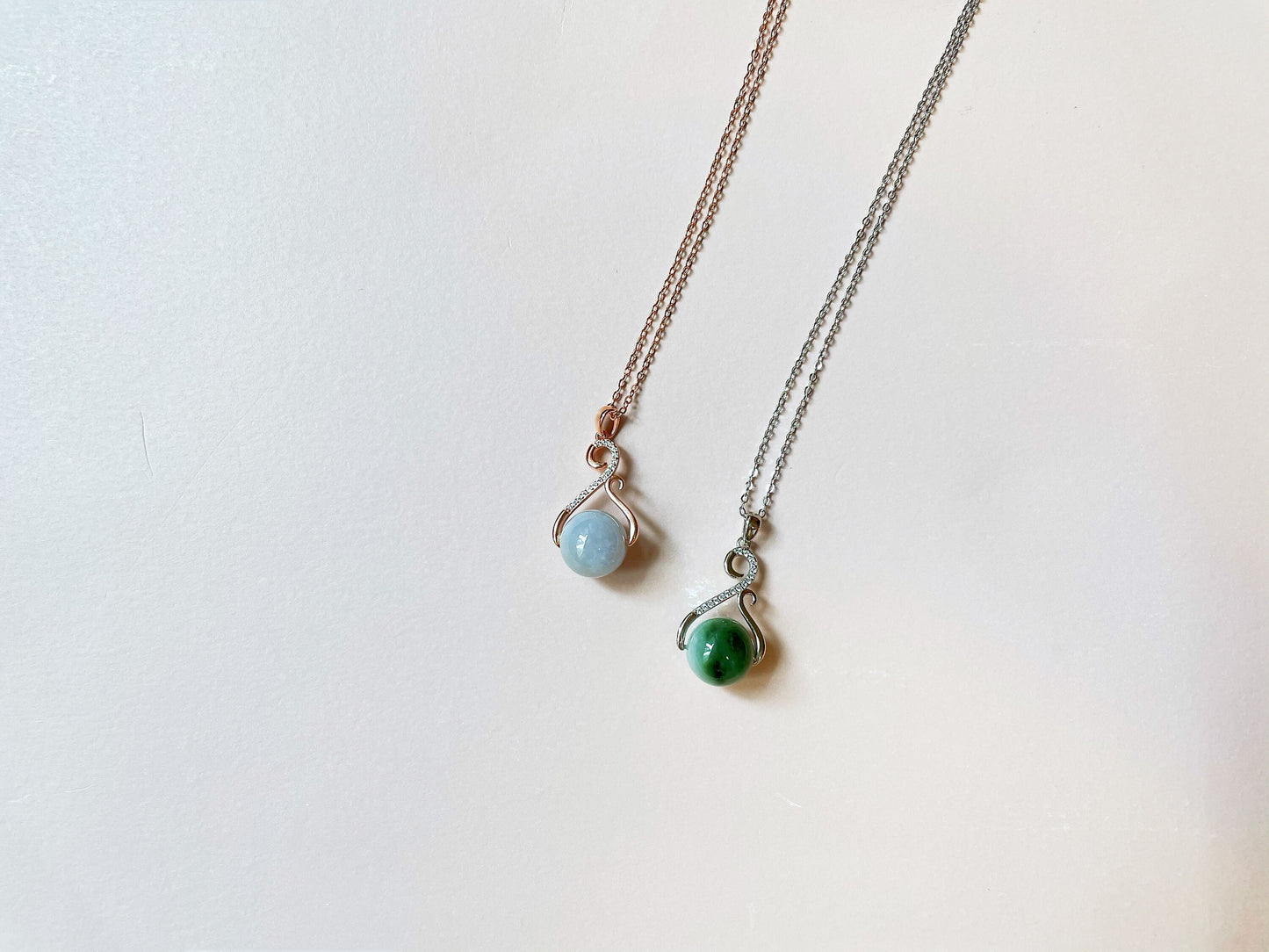 Myanmar Green and Lavender Type-A Natural Jadeite Bead Pendant Necklace
