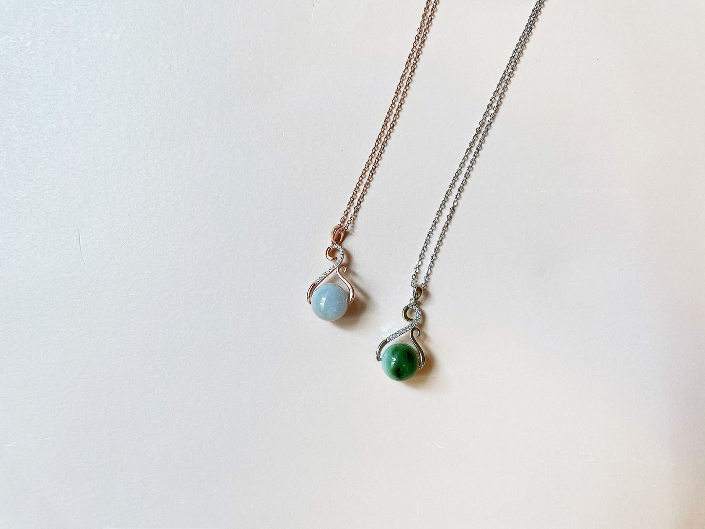 Myanmar Green and Lavender Type-A Natural Jadeite Bead Pendant Necklace