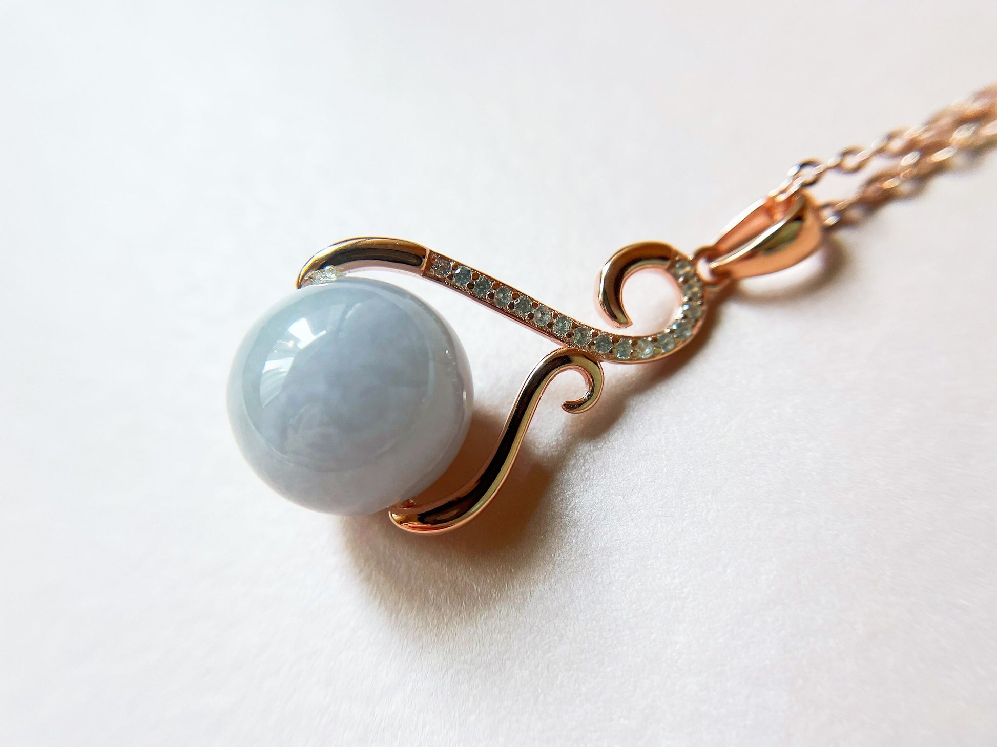 Myanmar Green and Lavender Type-A Natural Jadeite Bead Pendant Necklace