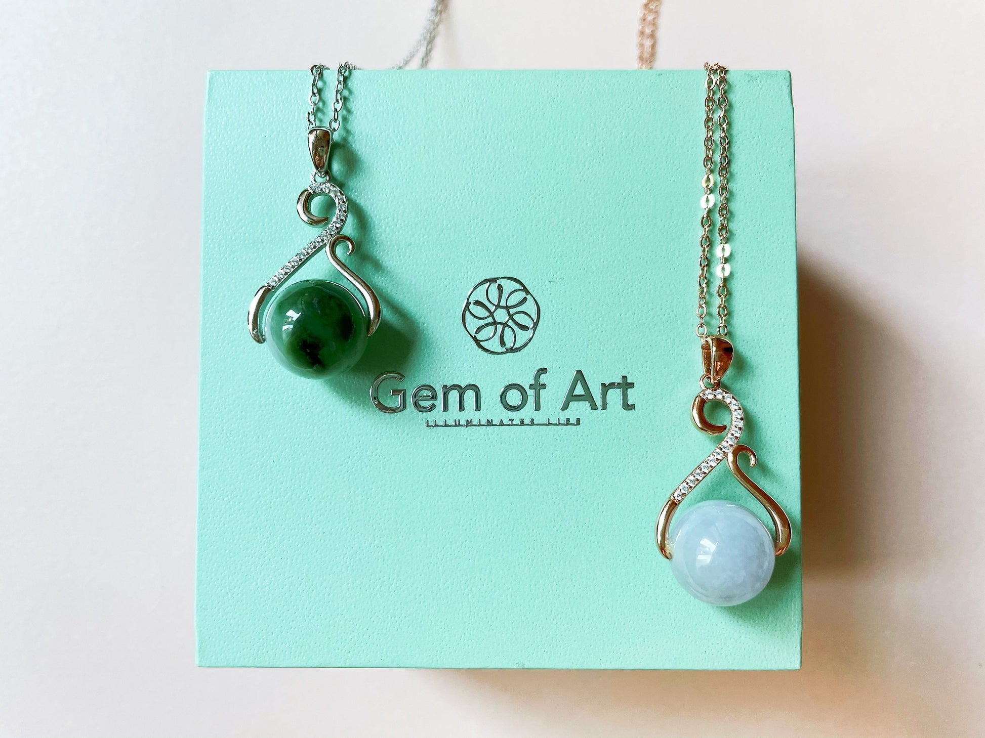 Myanmar Green and Lavender Type-A Natural Jadeite Bead Pendant Necklace