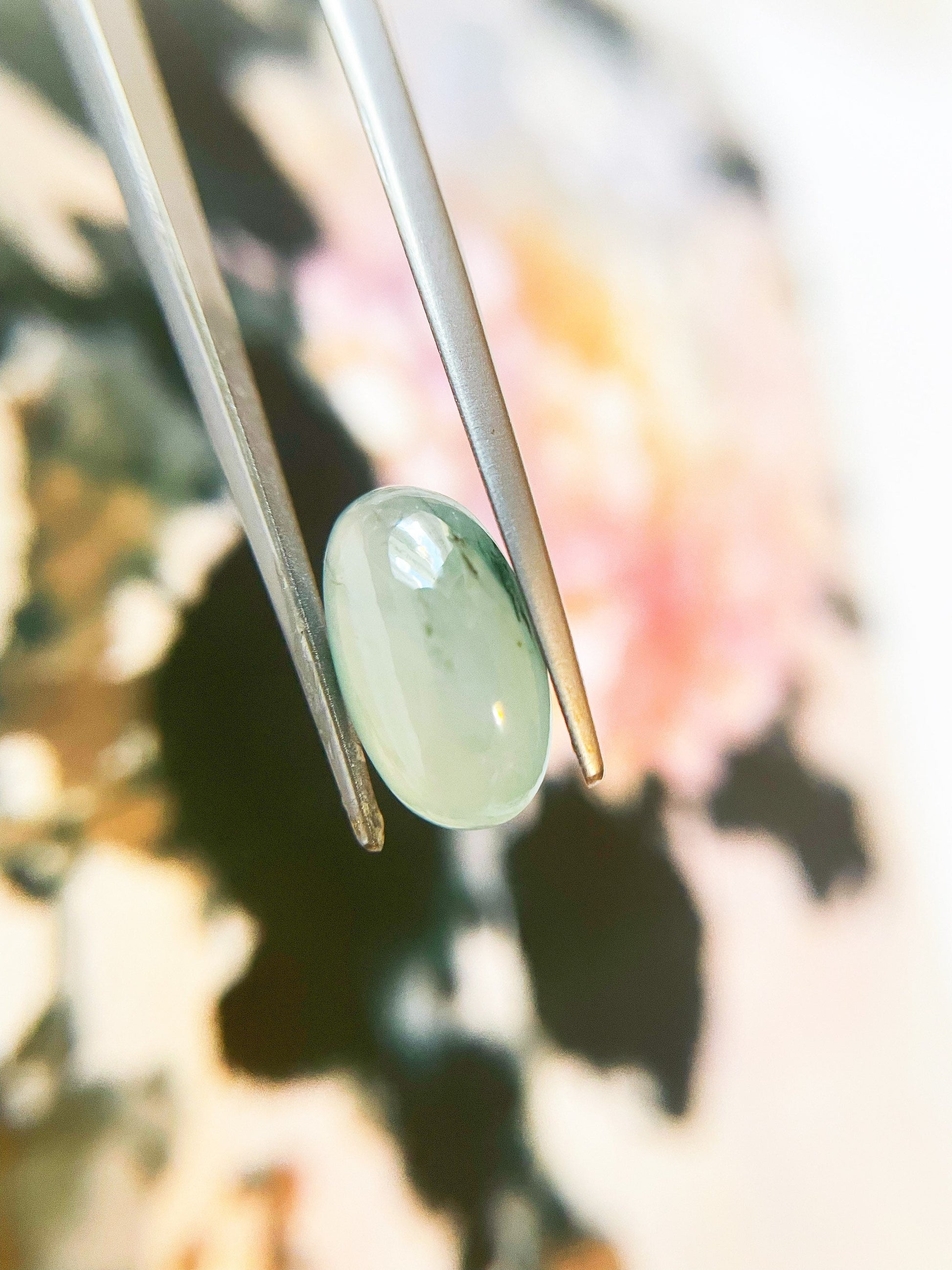 Natural Myanmar Icy Pale Green Jade Cabochon, for Jewelry Making 4.71 Ct