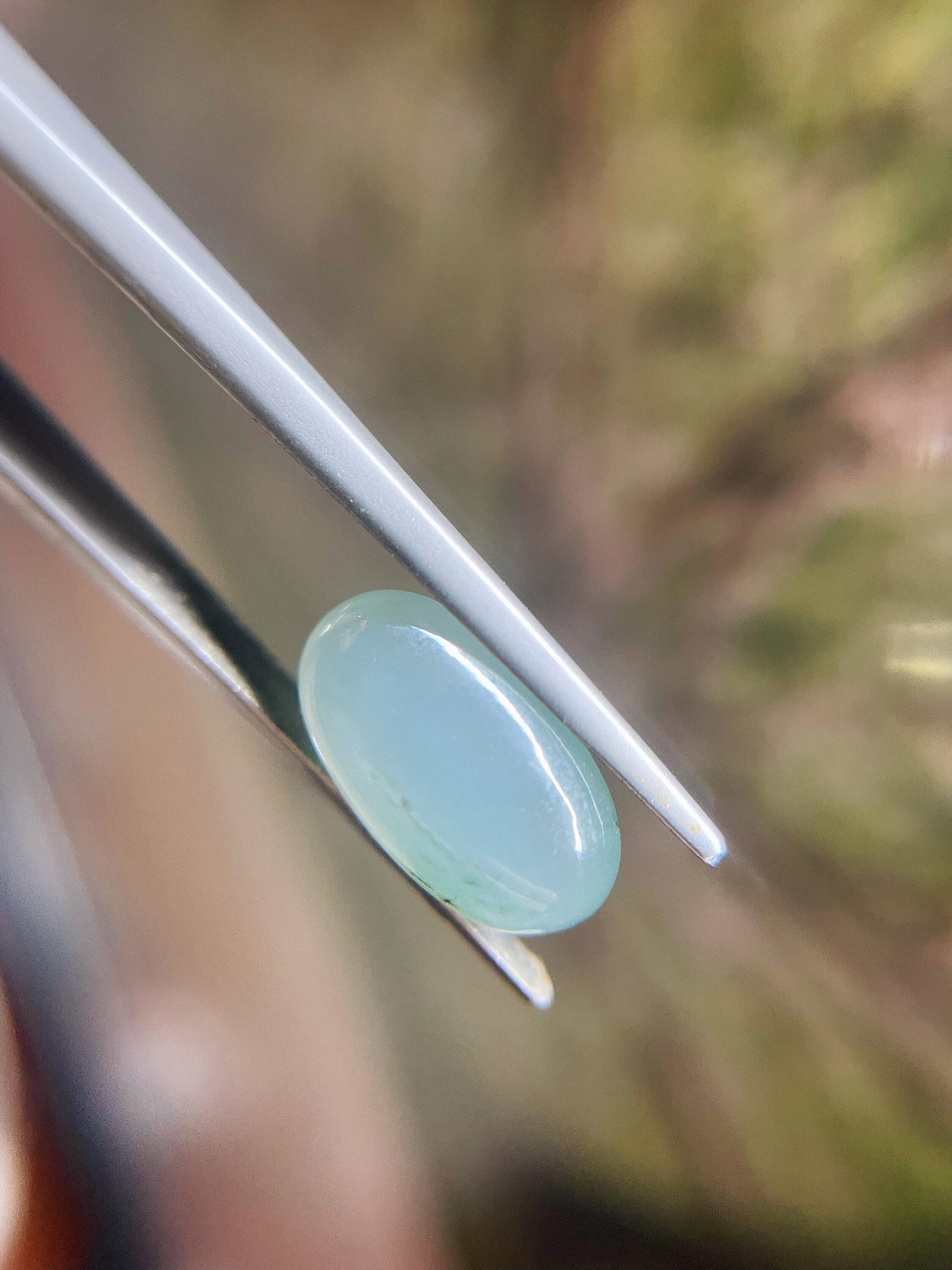 Natural Myanmar Icy Pale Green Jade Cabochon, for Jewelry Making 4.71 Ct