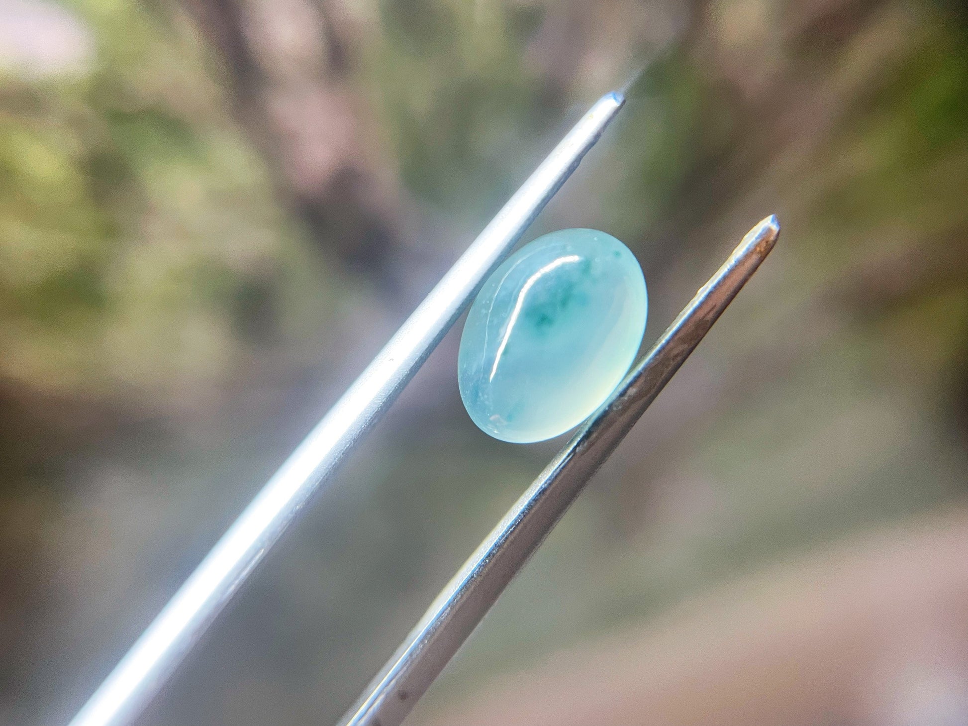 Natural Myanmar Icy Green Jade Cabochon, for Jewelry Making 2.21 Ct