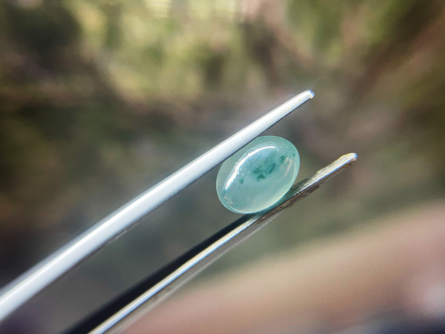 Natural Myanmar Icy Green Jade Cabochon, for Jewelry Making 2.21 Ct