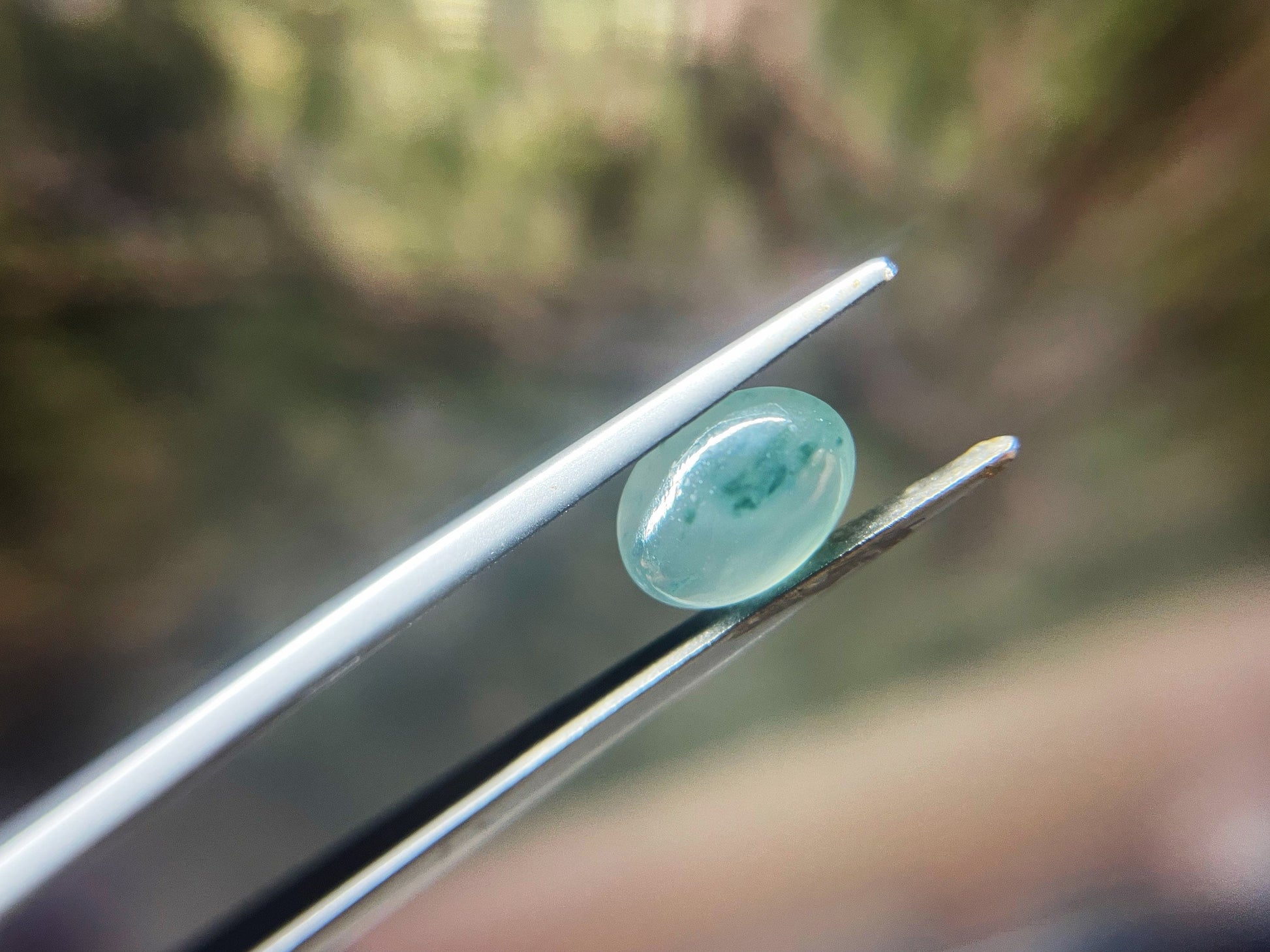 Natural Myanmar Icy Green Jade Cabochon, for Jewelry Making 2.21 Ct